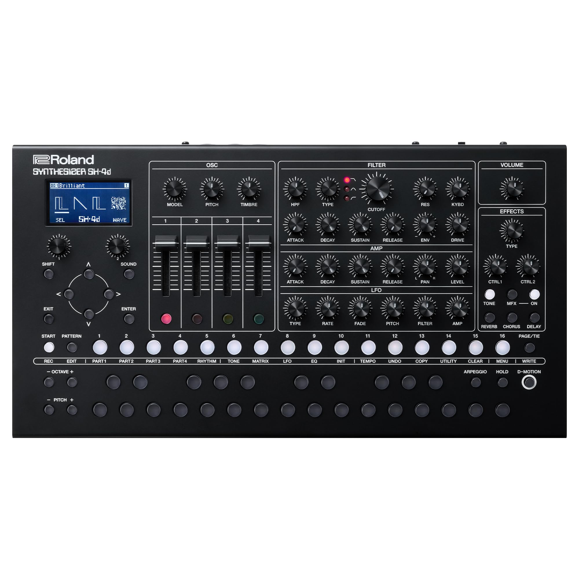 SH-4d Compact Desktop Synthesizer | 11 OSC Models | Professional Sound Design Tools | Hands-On Workflow | Multitimbral Pattern Sequencer | Extensive FX | Suited for Studio, Stage & Traveling