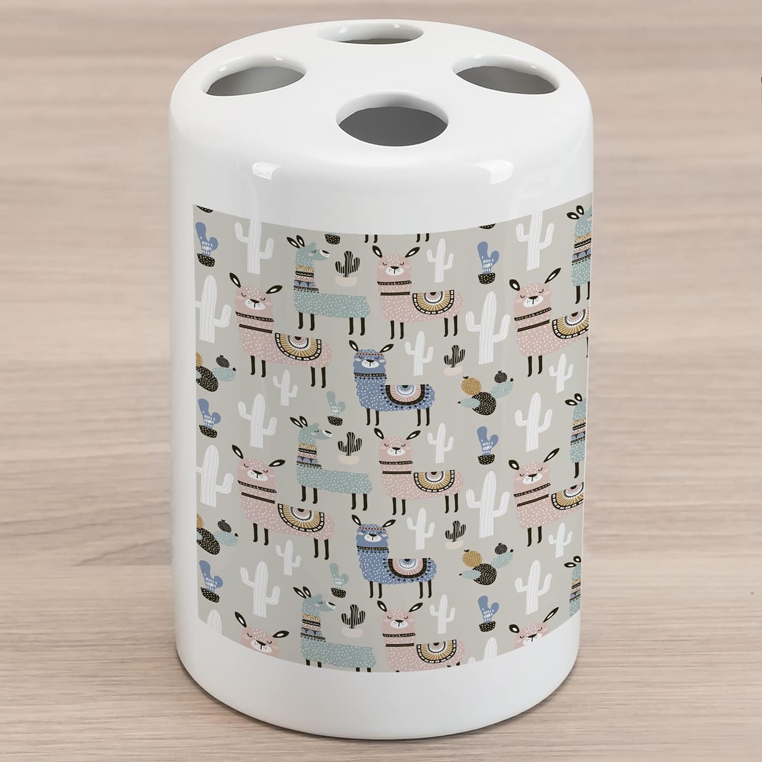 Ambesonne Hipster - Soporte para cepillos de dientes de cerámica, llama guanaco de animales sudamericanos dibujados a mano, impresión artística de