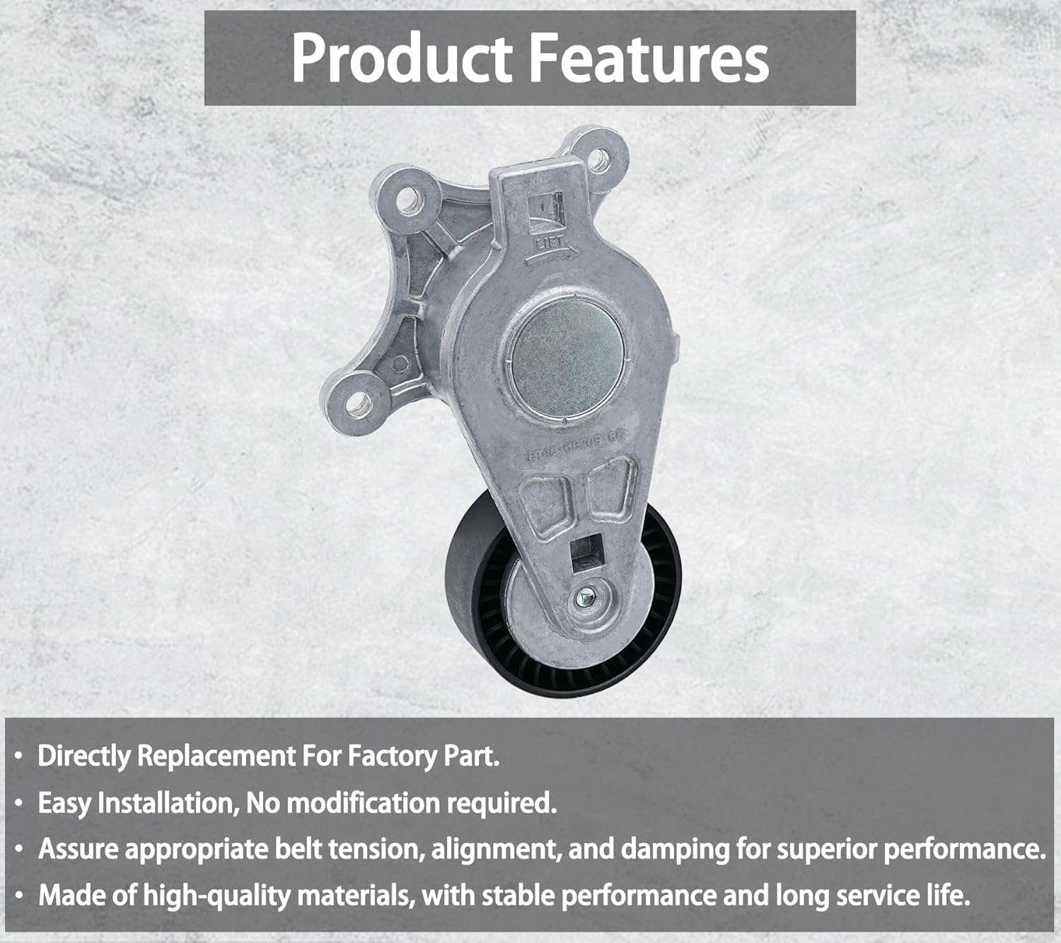 Drive Belt Tensioner Assembly with Pulley Compatible for Ford Edge Explorer Flex Taurus Lincoln MKS MKZ MKT MKX Mazda 6 Mercury Sable V6 3.5L/3.7L, Replaces# BT4E6B209CC, 7T4E6B209EC, 38485
