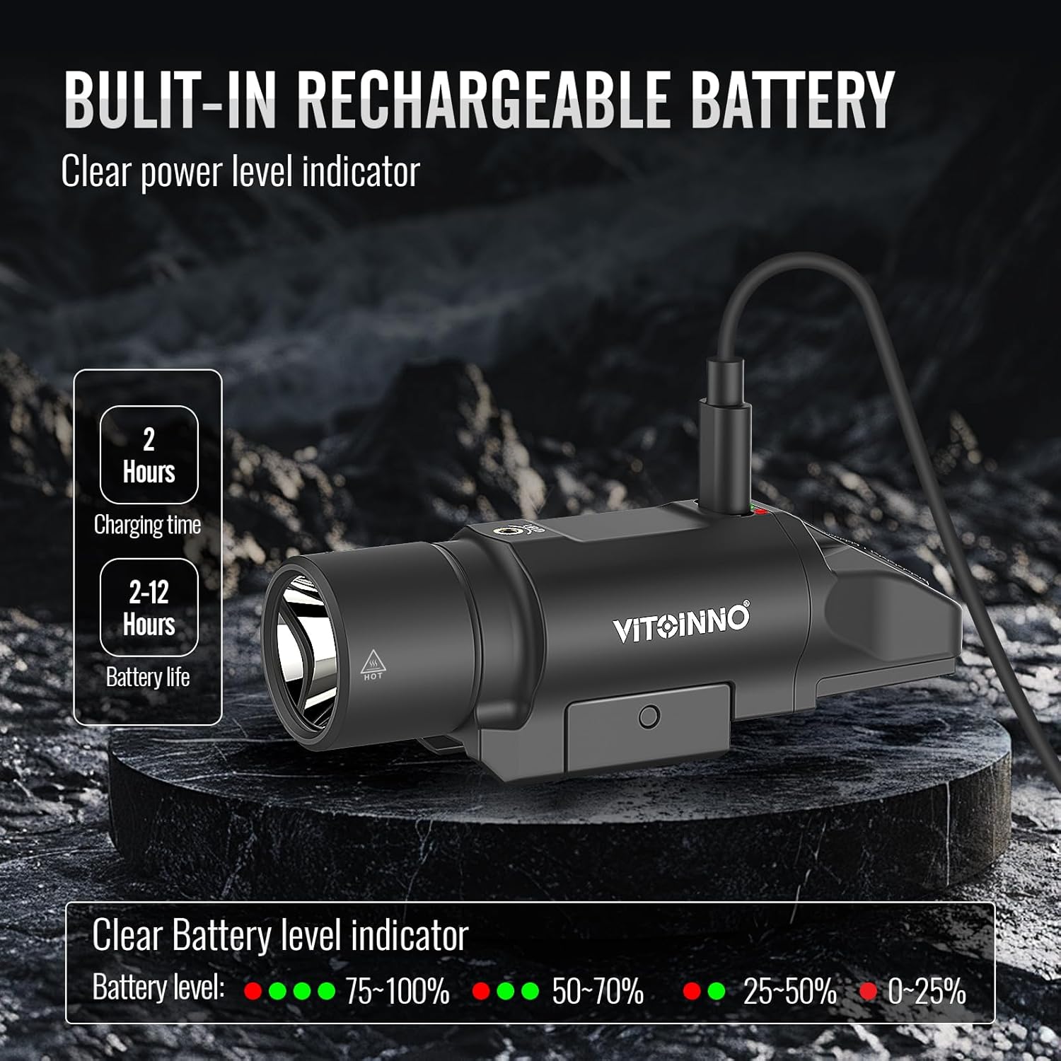 1500 Lumens Green Laser Light Combo is Compatible with Picatinny Rail for Rifle, Rechargeable Tactical Flashlight/Weapon Light with Strobe & Momentary (Not for Pistol)