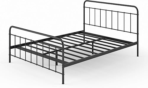 Miniatura 46 de Zinus Florence - Base de cama con plataforma de metal, base de colchón, no necesita somier, fácil montaje, blanco, tamaño matrimonial. Blanco,Negro