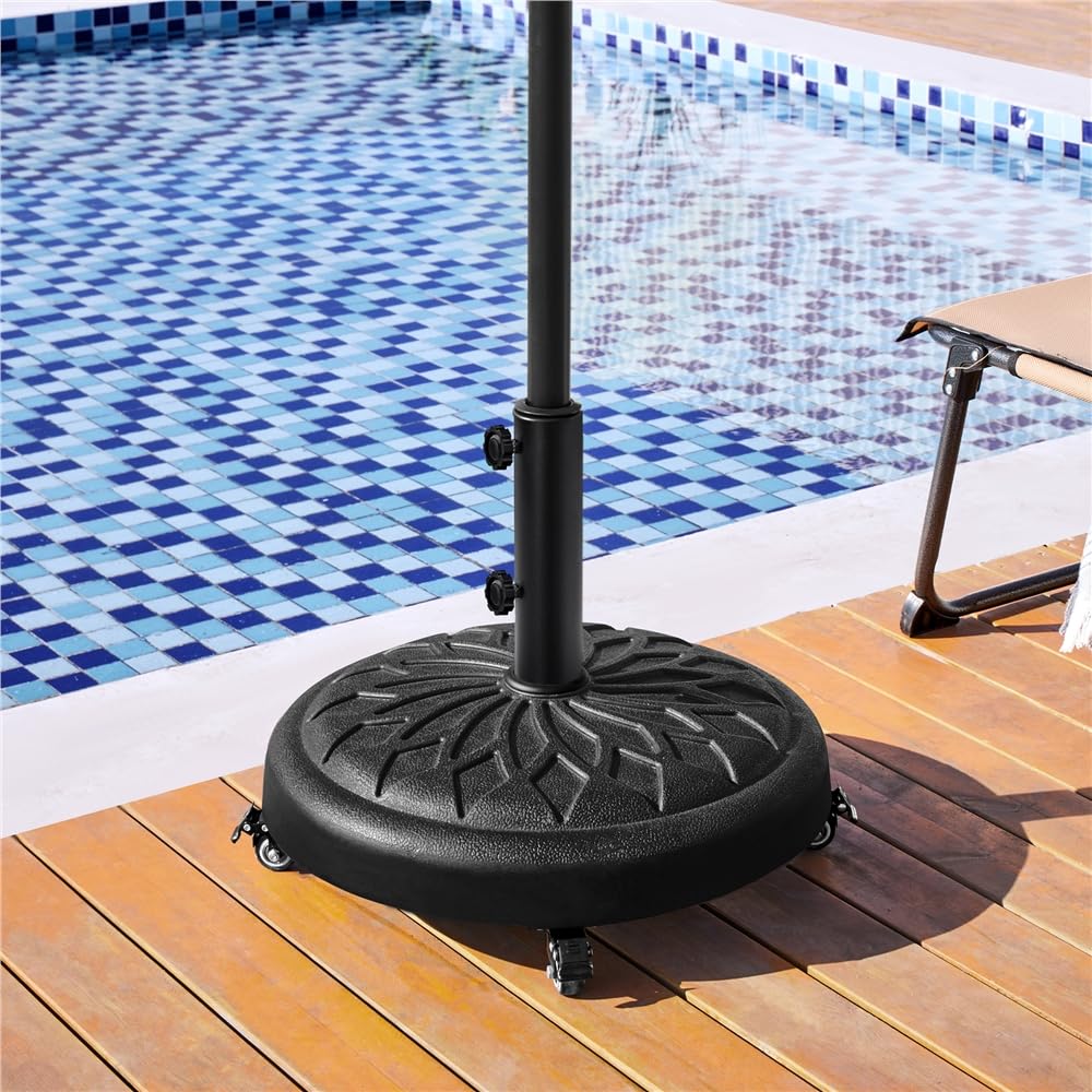 Yaheetech Pied de Parasol Rond à roulettes 20,6 kg en Résine pour Mât de Ø 38/48/57mm du Parasol, pour Base de lestage Patio Jardin Extérieur Marché Noir - 2