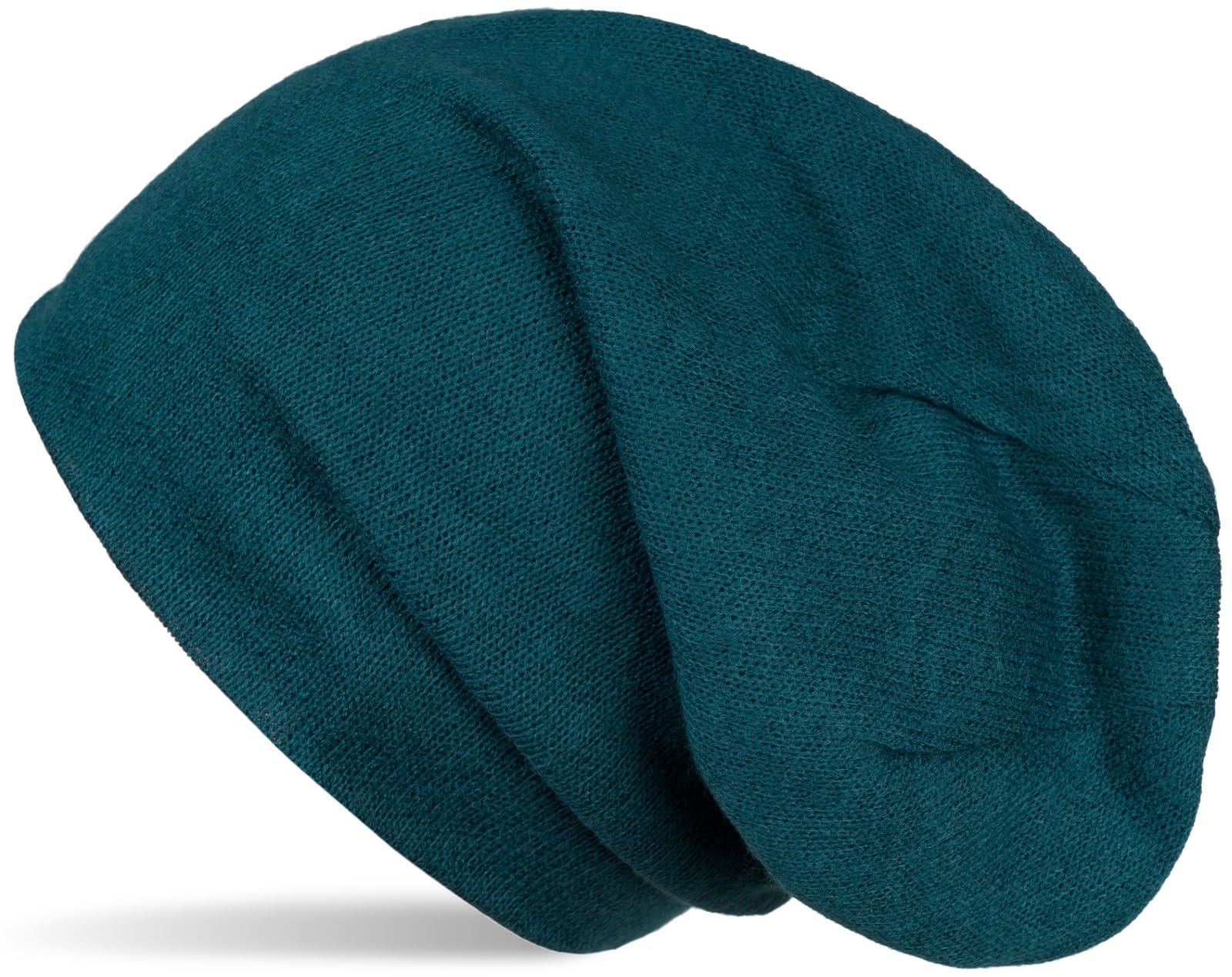 styleBREAKER Soft fine Knit Beanie Cap, Melange Optic, Slouch longbeanie, Unisex 04024109, Color:Petrol