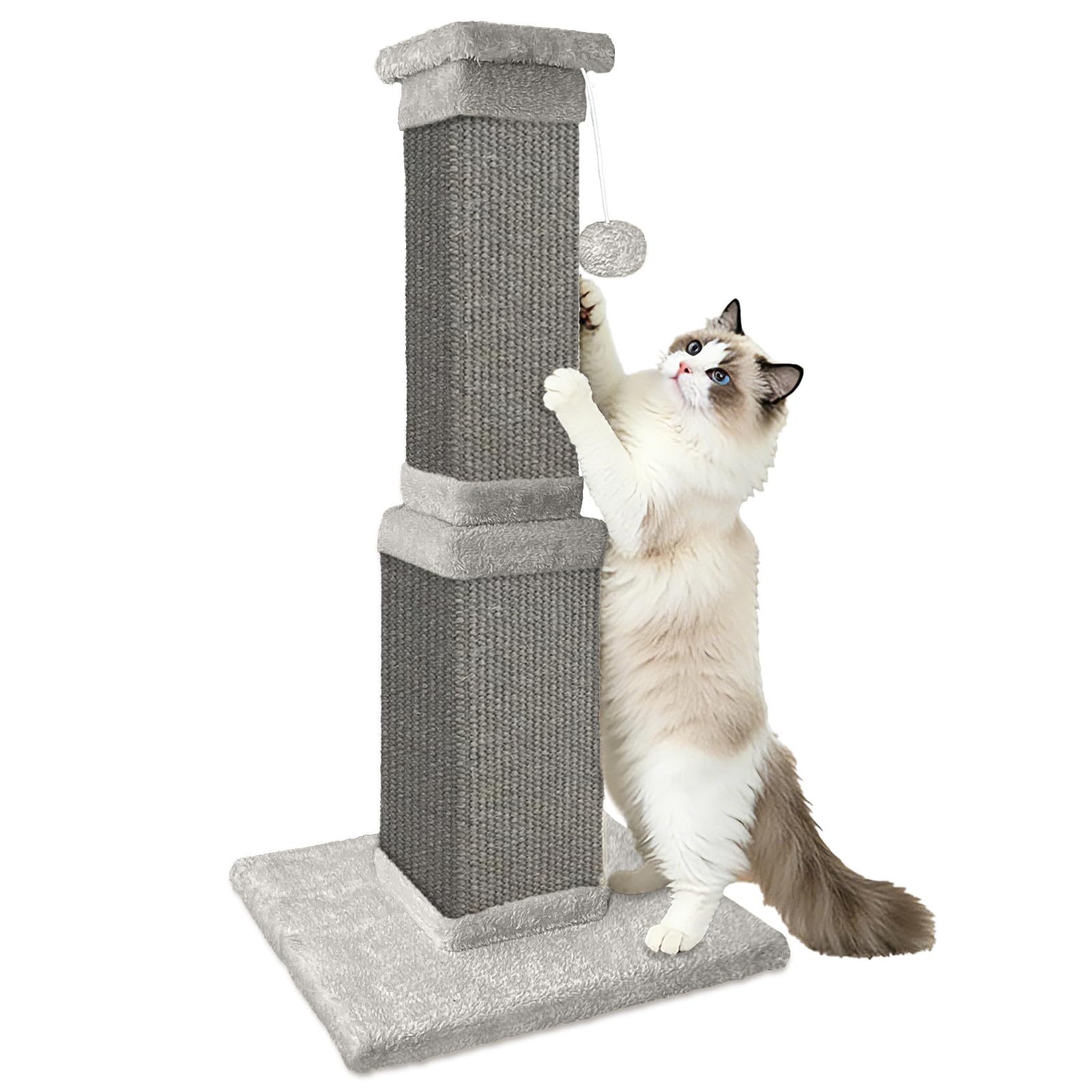 AGYM Cat Scratching Post for Large Cats, Cat Scratcher for Indoor Cats Adults, Sturdy Sisal Scratch Post to Protect Furniture, 81cm, Full Grey