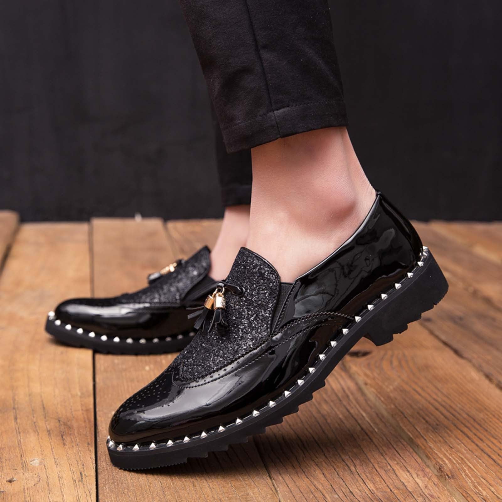 Scarpe da città da uomo con paillettes classiche scarpe vestite Oxford con lacci da uomo scarpe da sposa comode per attività commerciale ufficiale