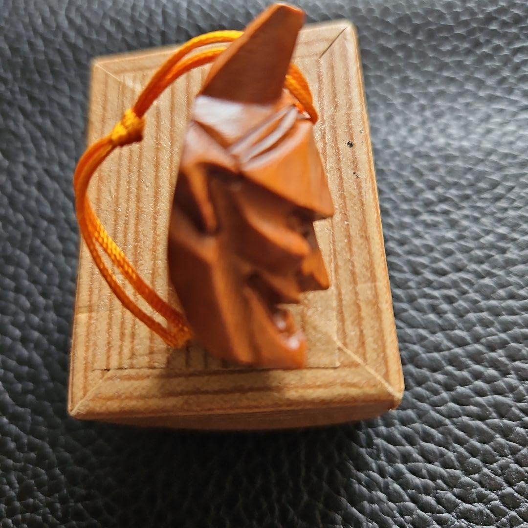 般若 木彫り彫刻 根付け 魔除け 鬼