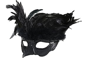 CENFPOLA Black Crow Mask Halloween Mardi Gras Costume Feather Mask Party Masque for Adult