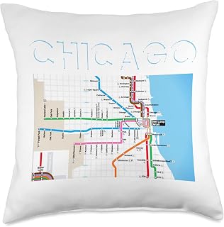 Chicago Metro Transit Map Art Chi-Town Windy City Southside Throw Pillow