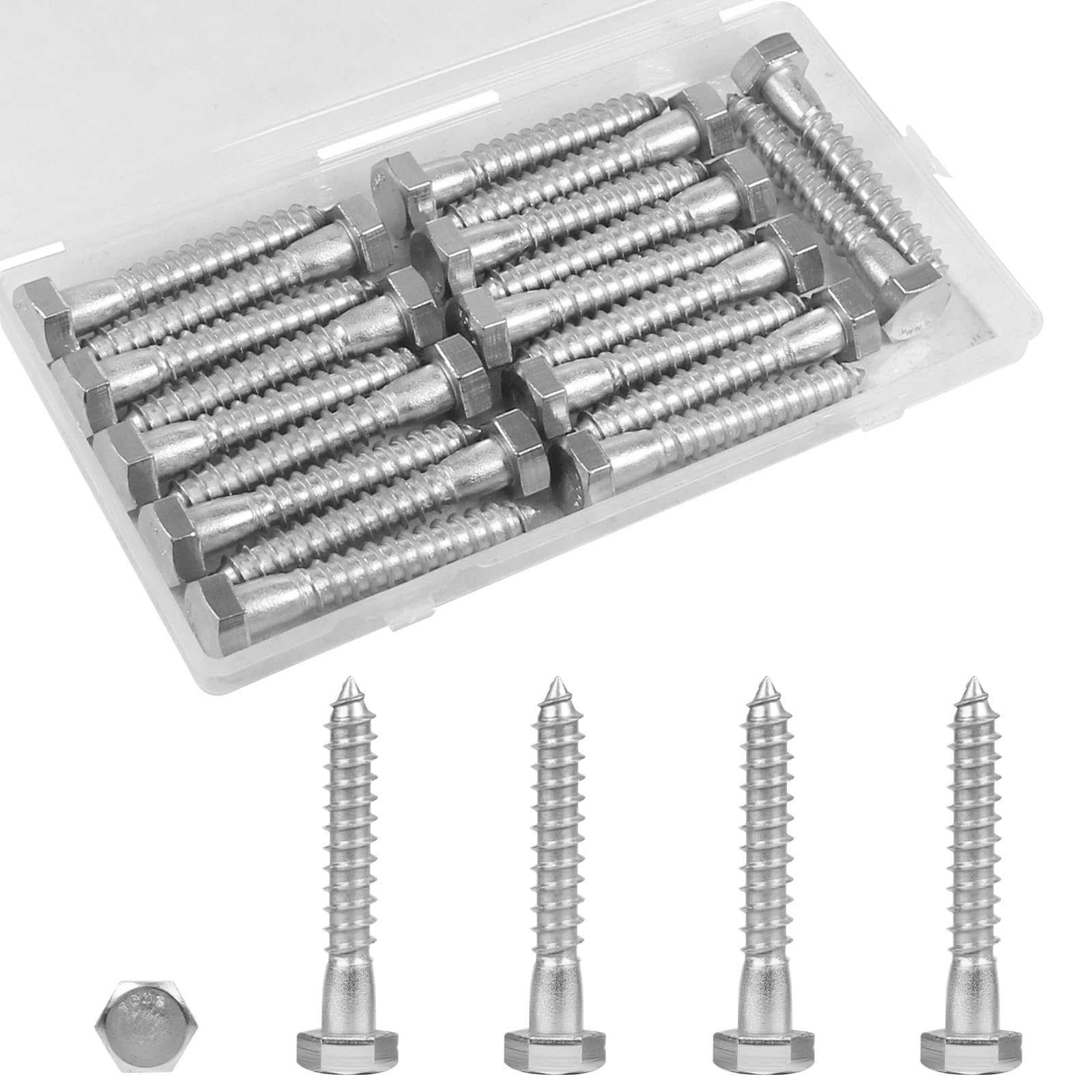 15 Stainless Steel Lag Screws - 5/16" x 3" -16 15 Stainless Steel Lag Screws - 5/16" x 3" -16