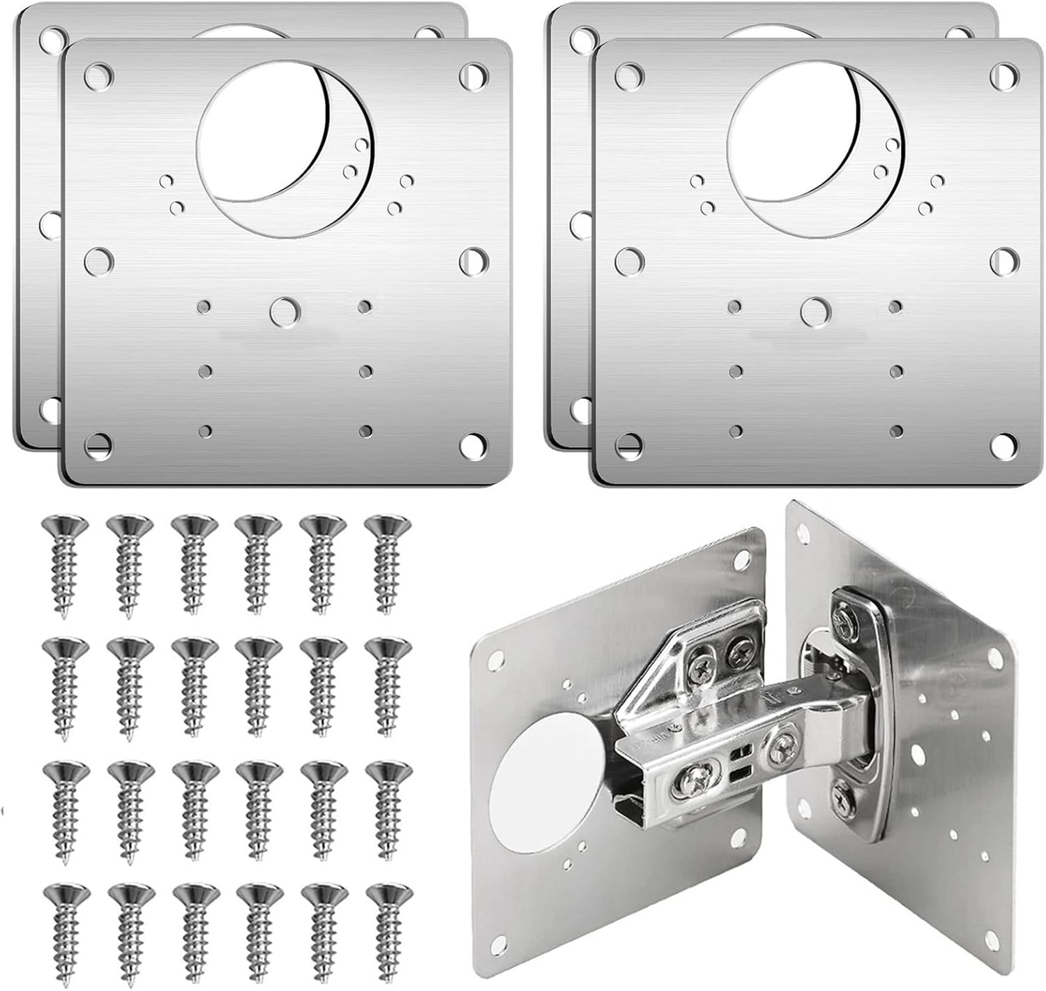 Hinge Repair Plate Kit, Concealed Hinge Repair Brackets, Stainless Steel Flat Fixing