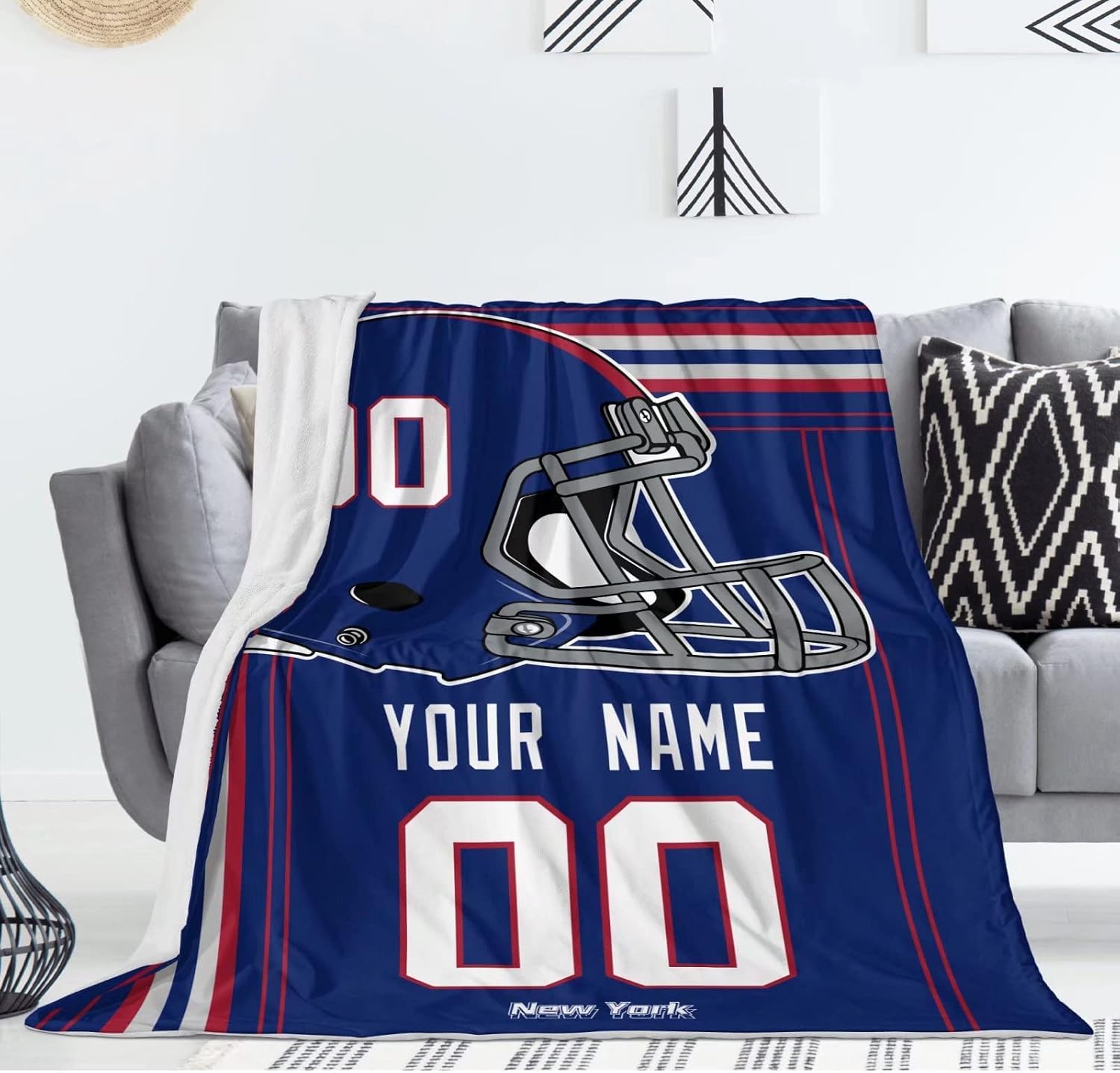 ANTKING Plush Throw Blanket New York Custom Any Name and Number for Men Women Youth Gift