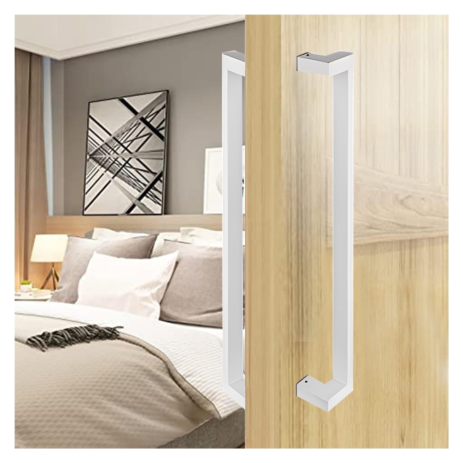 Gthtuhfd White Gold 39.4In Barn Door Handles Commercial Sliding Glass Door Pull Push Handles For Interior/Exterior Doors 100Cm Long,-80Cm