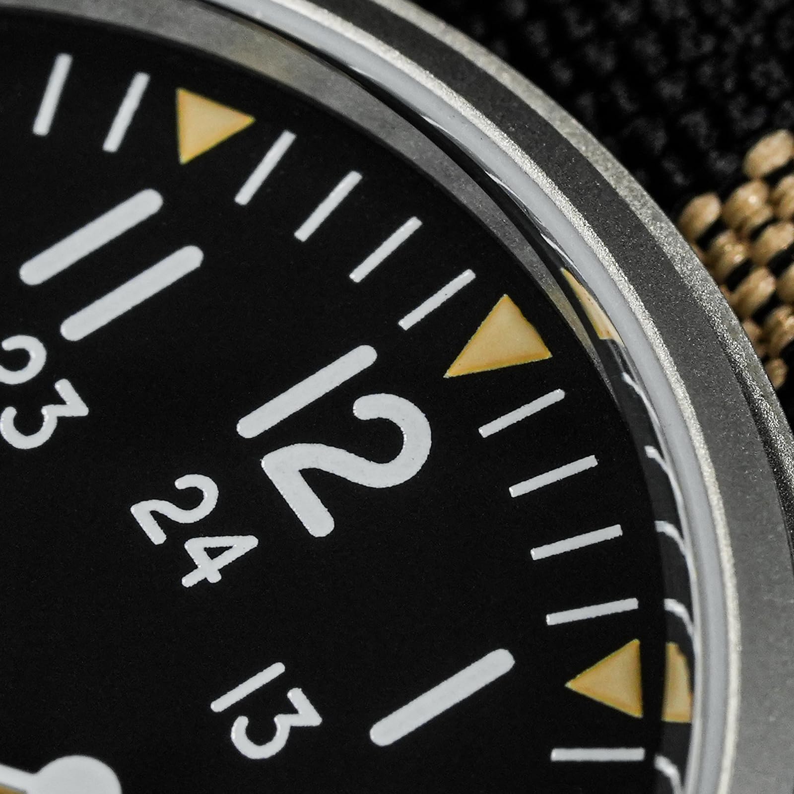 TACTICAL FROG Militado Miyota Super 2035 Orologio militare da uomo, movimento giapponese, impermeabile fino a 100 m, quadrante nero opaco vintage con C3 luminoso, cinturino in nylon