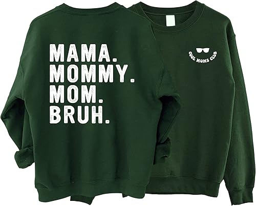Cool Moms Club Mama Mommy Mom Bruh Sudadera - Sudadera para el día de la madre, sudadera genial para mujer