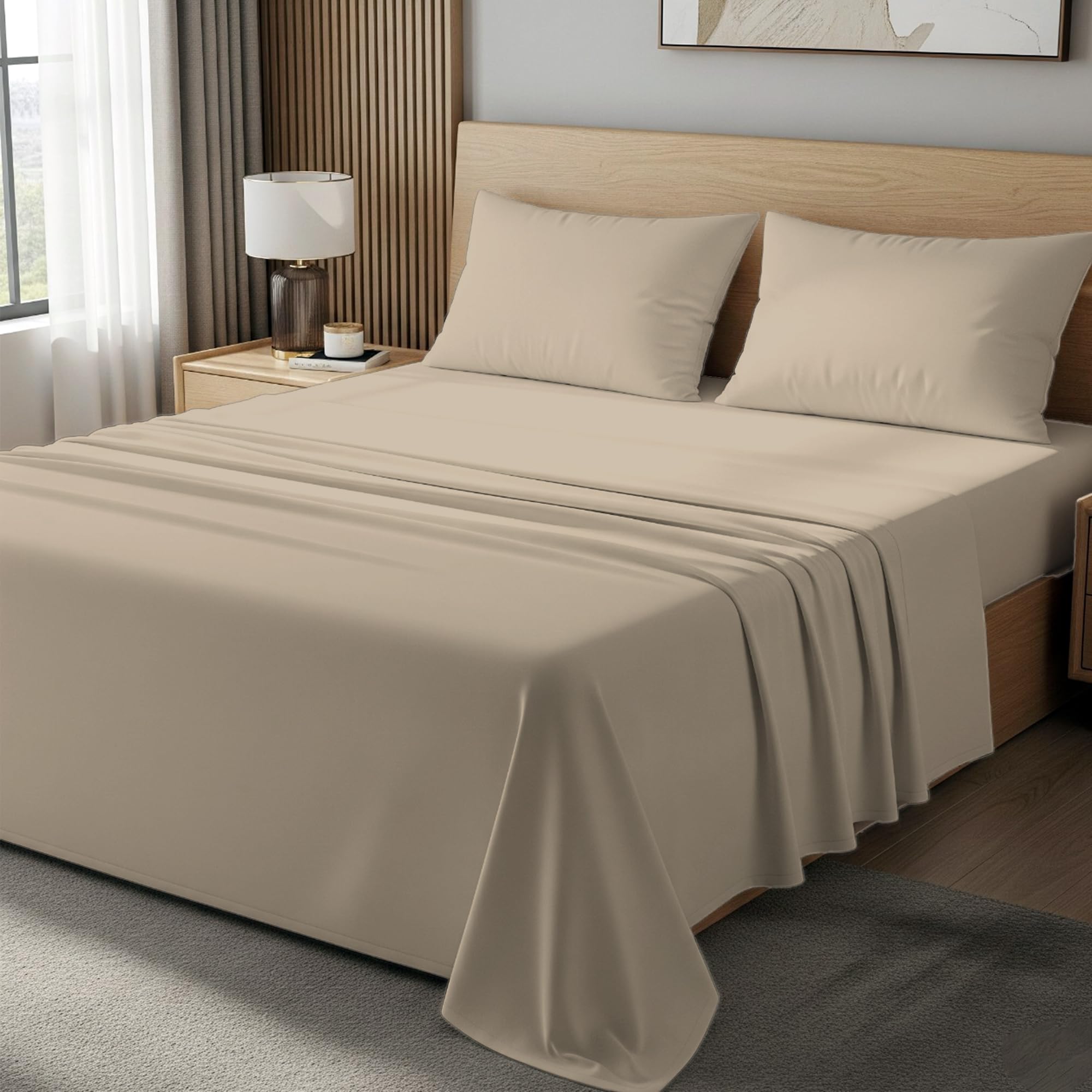 100% Egyptian Cotton 400TC Single 3PC Flat Sheet Set, Skin Safe