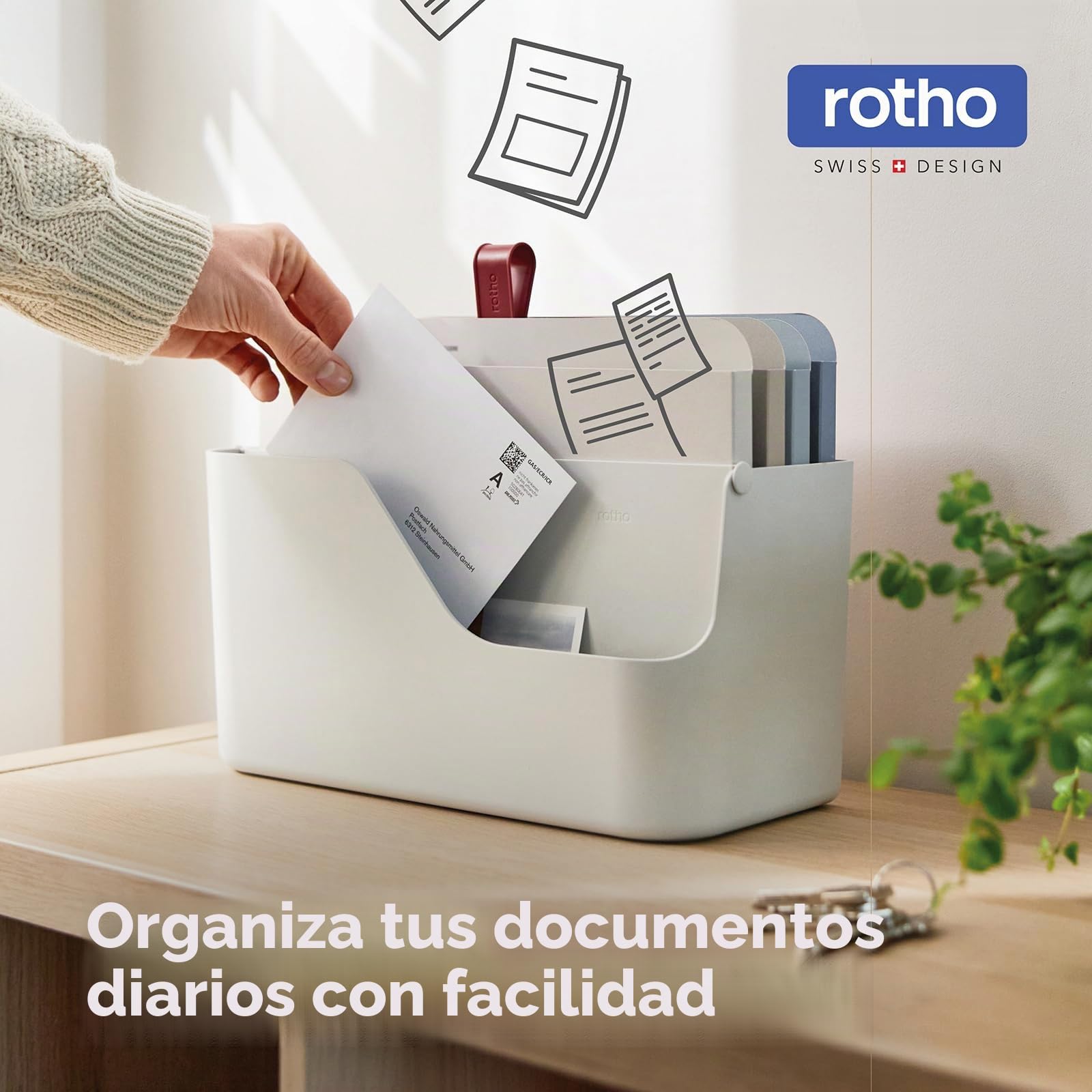 Rotho MyPaper - Organizador de documentos My Paper Plus, plástico (PP) sin BPA, blanco, (36,4 x 16,8 x 31,7 cm)