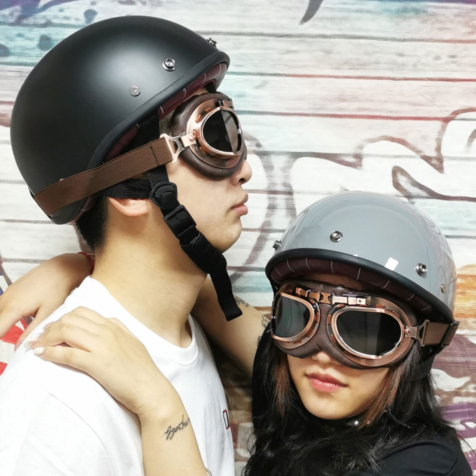 Casco Moto Jet Aperto Vintage Stile Tedesco | ABS Leggero ECE | Per Uomo Donna Scooter Chopper | Taglia XL (61-62cm)