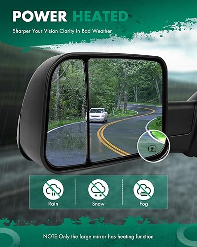 Miniatura 6 de Scitoo par de carcasas para espejos retrovisores plegables con calefacción, en tamaño completo para camioneta y remolque Dodge Ram 1500 del