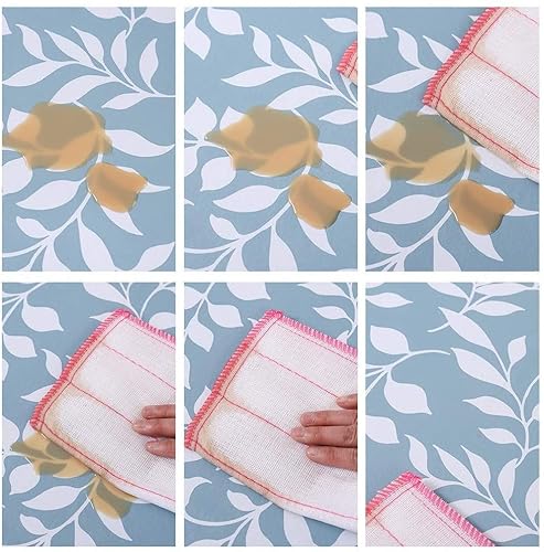 Vinyl Tablecloth With Flannel Backed Waterproof Oil-Proof Pvc Table Cloth Wipeable Spill-Proof Plastic Table Cover For Indoor And Outdoor(Blue Leaves, 60 X 60 Inch Round) #TOP2