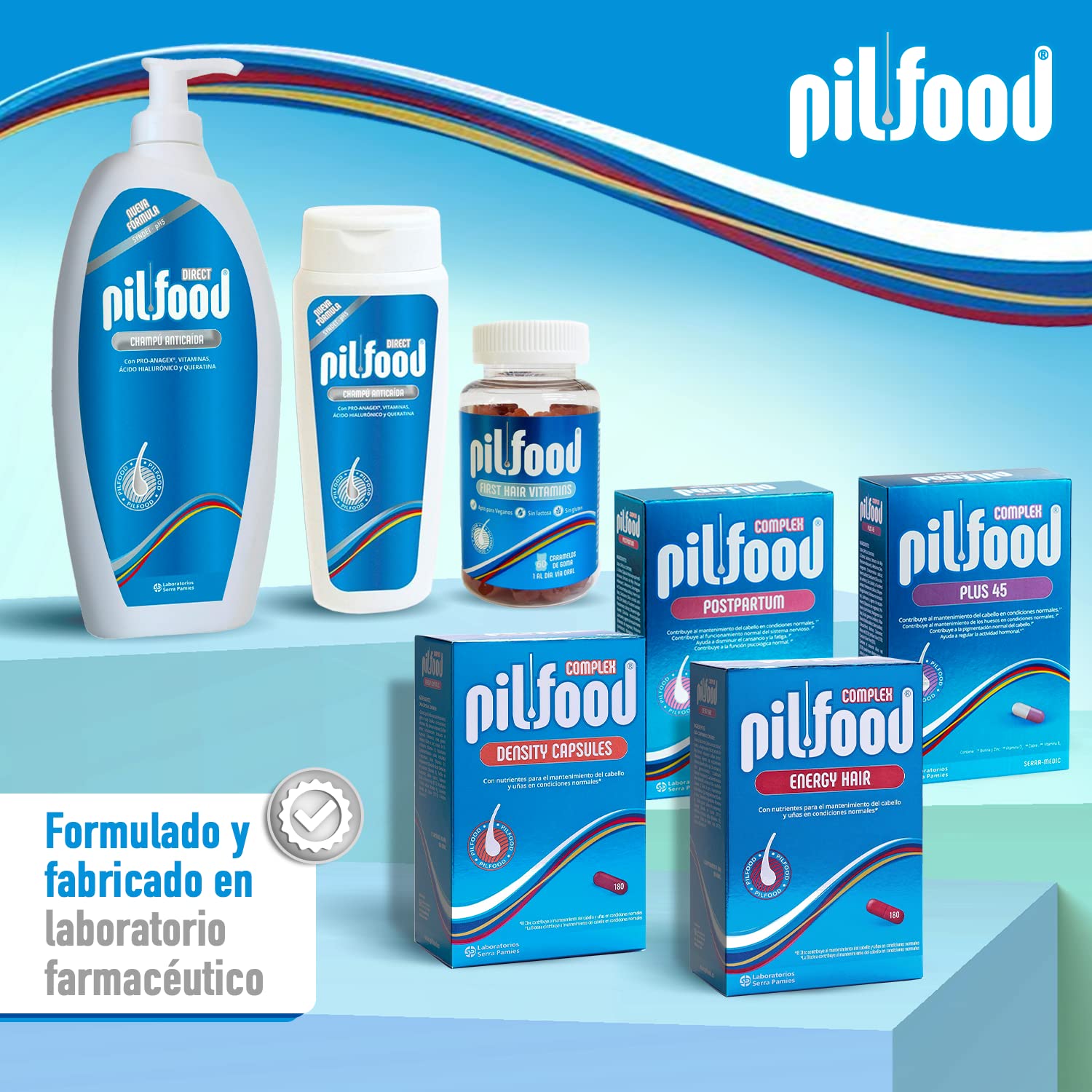 Shampoo Pilfood Direct Vegetal Anticaída Capilar con Pro-Anagex Ácido Hialurónico y Betaína 500ml pH5 Sin Parabenos Sulfatos Siliconas