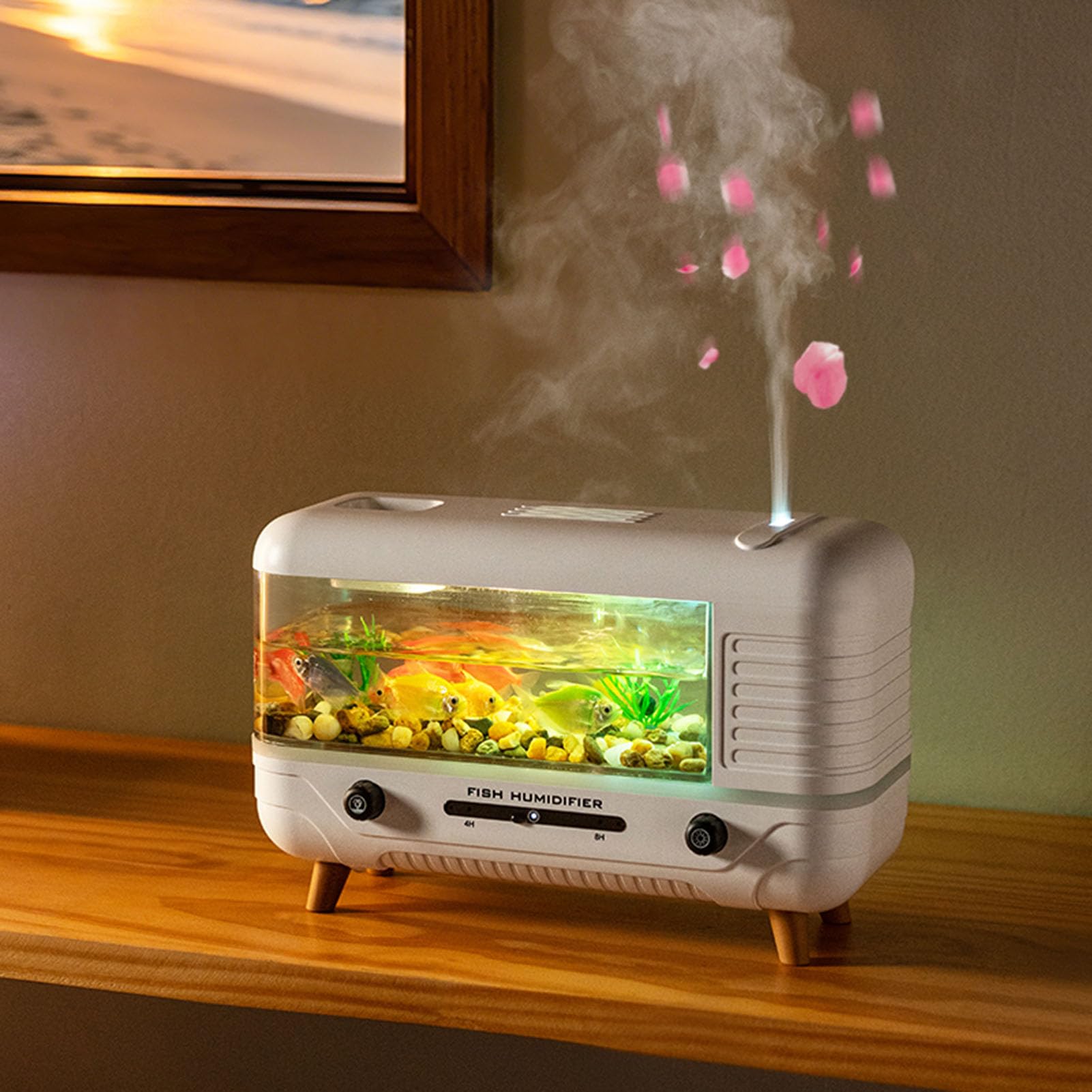 TOPINCN Mini Umidificatore a Nebbia Fredda con Design Acquario, 300 Ml USB