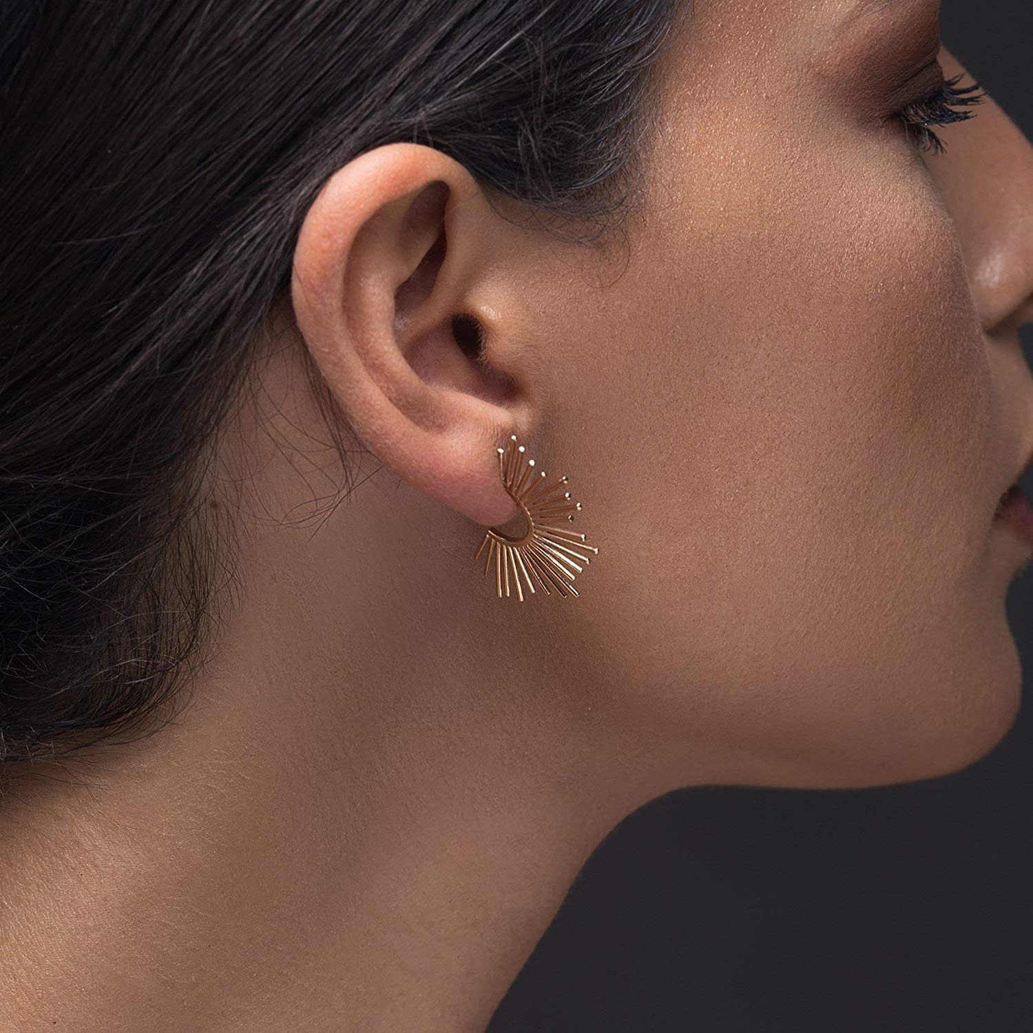 Pendientes de Botón Sunburst, Plata de Ley 925, Estilo Art Déco Radiante, Hipoalergénicos Sin Níquel - Hechos a mano por Emmanuela