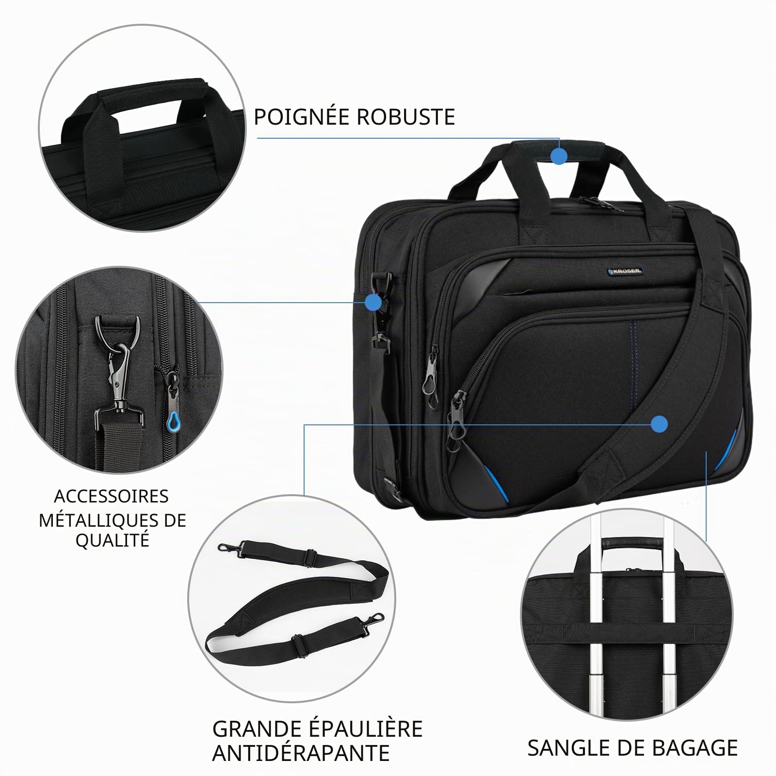 KROSER Sacoche pour ordinateur portable 15,6"