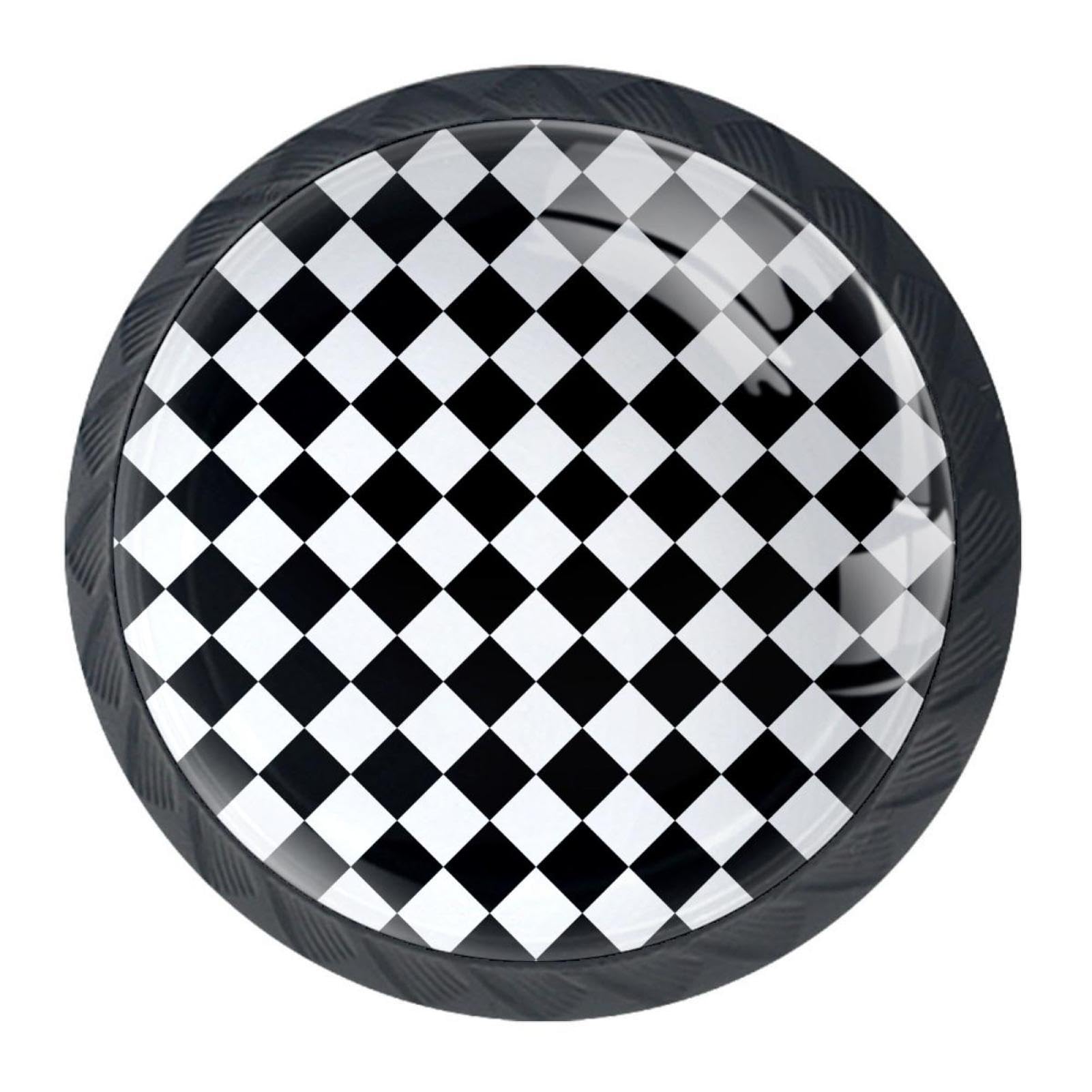 Luoweisi Multi 7 4Pcs Drawer Knobs Black White Square Checkerboard Cabinet Knobs Cupboard Handles Hardware Round Mushroom Door Pull Handle For Cabinet Wardrobe Drawer Bedroom Bathroom Furniture