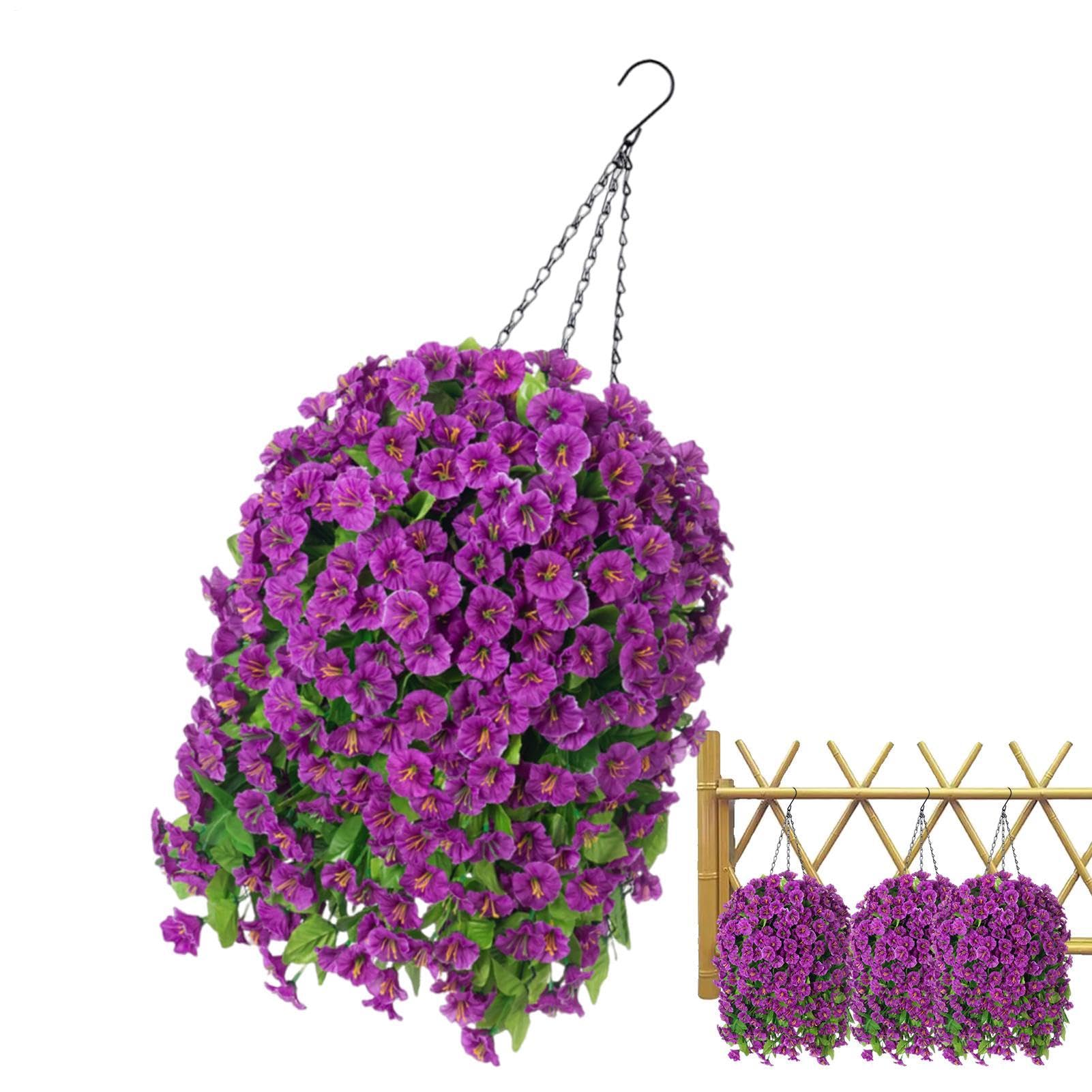 Fleurs artificielles pour extérieur et balcon suspension florale 94 cm avec crochet