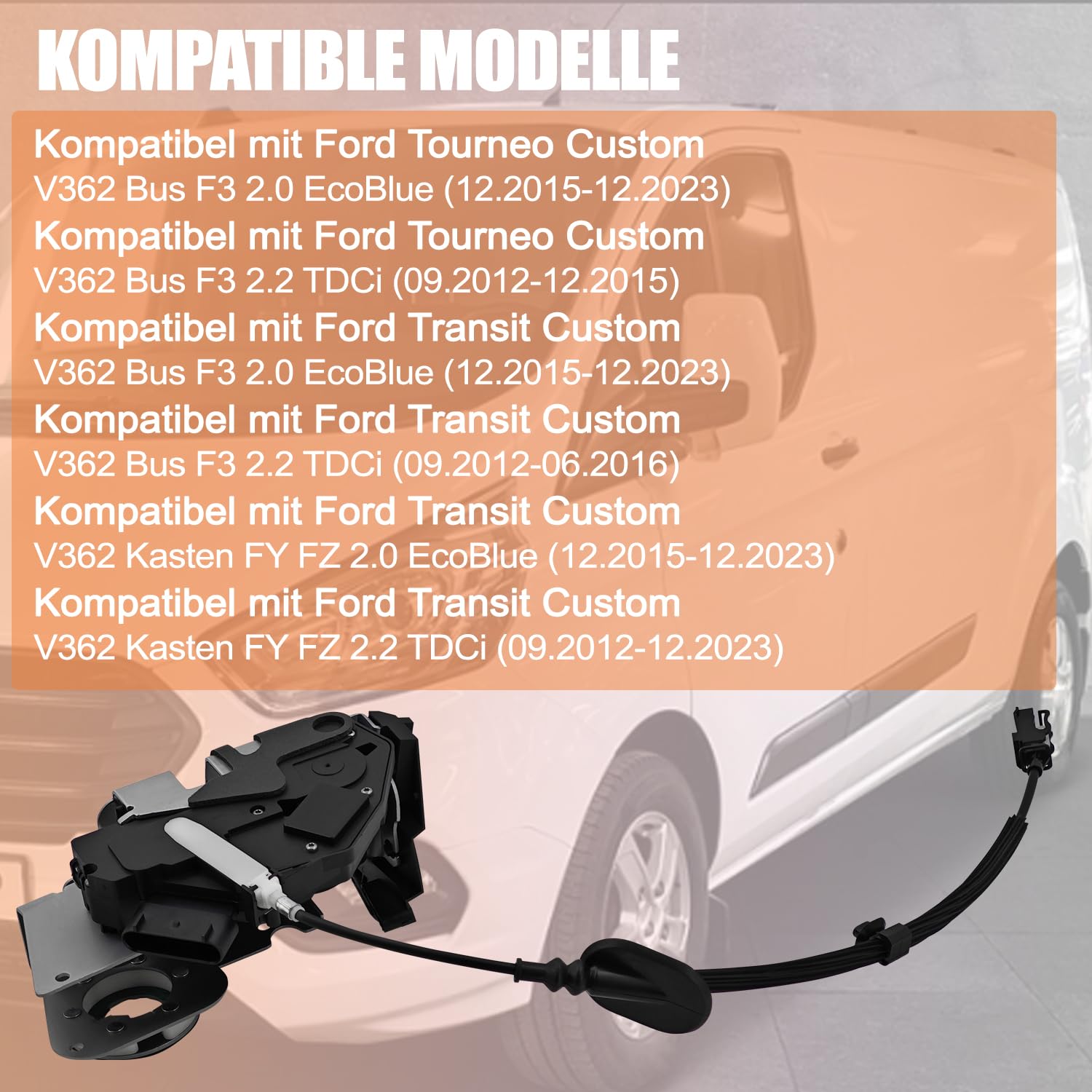 Türschlossbetätiger Vorne Links für Ford Tourneo Custom Transit Custom 2.0 EcoBlue 2.2 TDCi 2012-2024 BK21V219A65DK (7-Polig)