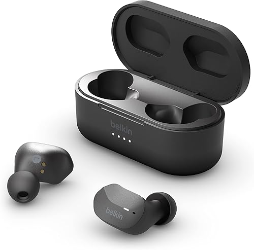 Belkin SoundForm - Auriculares inalámbricos verdaderos, auriculares Bluetooth con micrófono, controles táctiles, IPX5 resistentes al sudor y a las