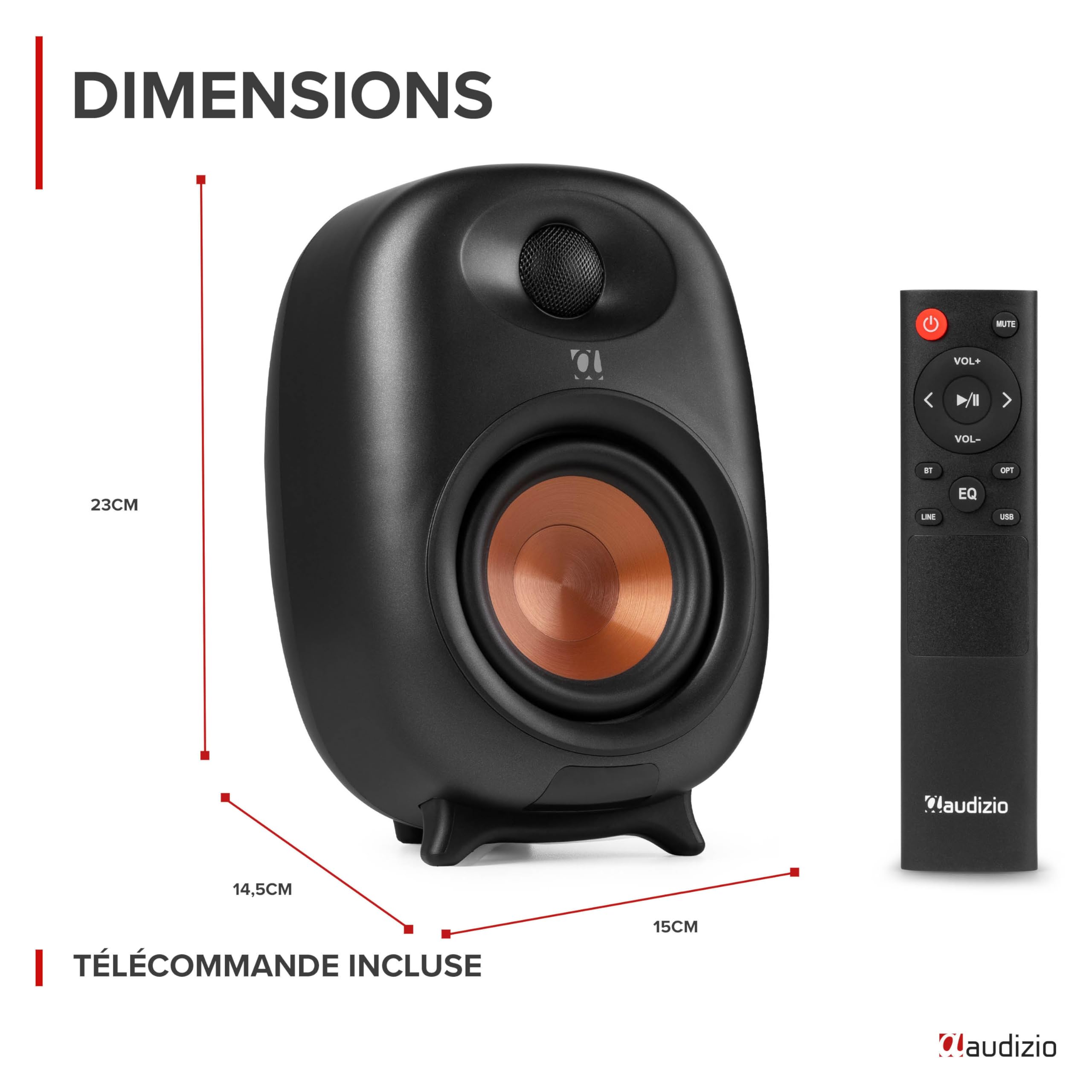 Audizio Pack RS80 - Enceintes PC & Studio Actives BT sans Fil 160 W Noir | DSP 3 Modes | Entrées RCA, USB, Optique | Son Clair et Puissant pour Bureau et Home-Studio