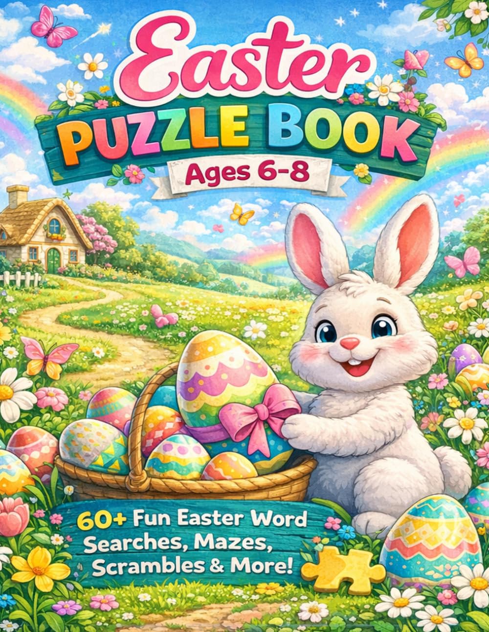 Easter Puzzle Book Ages 6-8: 60+ Fun Easter Word Searches, Mazes, Scrambles & More!