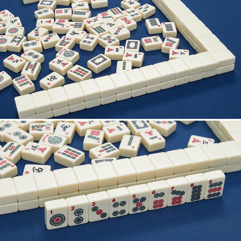 American Mahjong Tiles,166 Quality Ivory Tiles with 3 Golden Dices & Rules Instruction (Mahjong Tiles, Ivory)