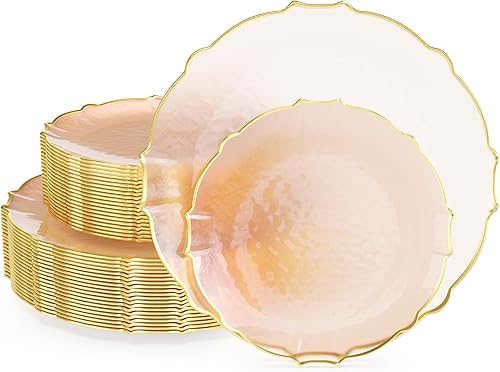 Exquisite Platos tintados, 80 platos desechables de plástico para fiestas para 40 invitados, platos de postre de 40 x 7.5 pulgadas y 40 x 10 platos