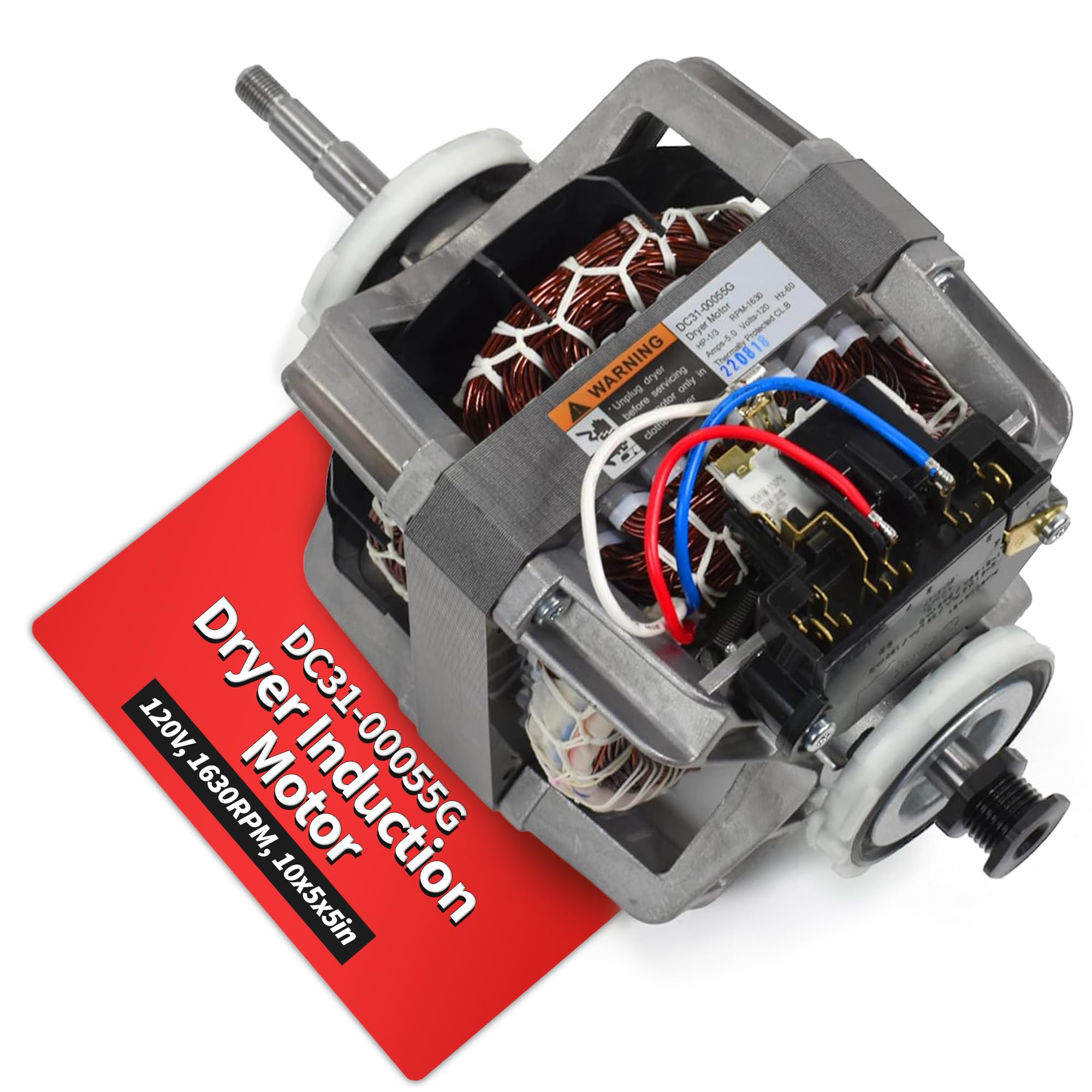 DC31-00055G Dryer Induction Motor – Replacement for Kenmore & Samsung Dryer Motor, Suits DC31-00055H, DC31-00055D, PS4204647, AP5331095, DFS270ZSEL1, – 120V, 1630RPM, 10x5x5in