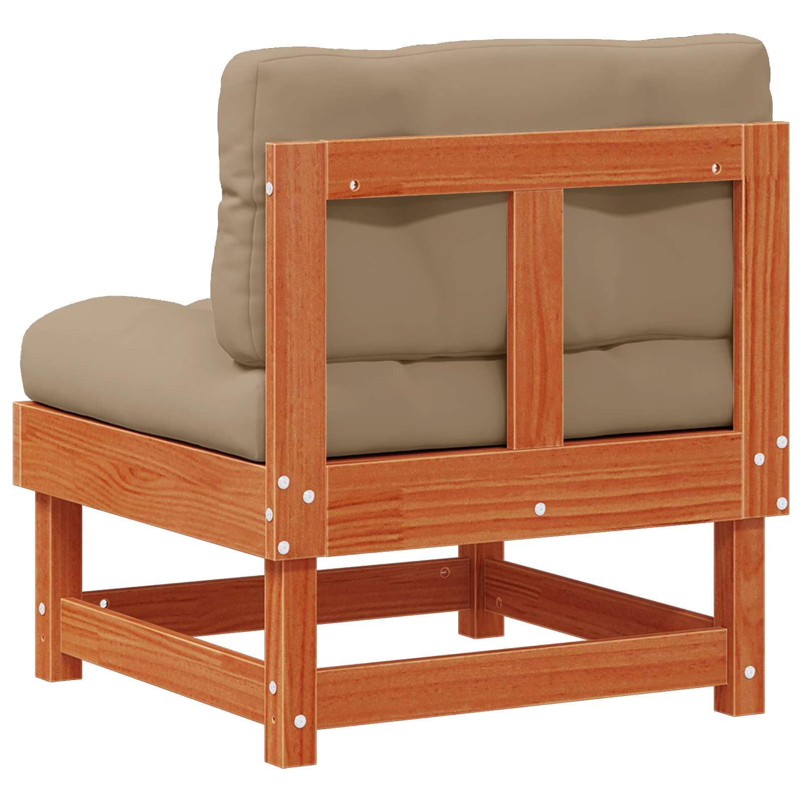 Sofa ogrodowa z litego drewna sosnowego, woskowany brąz, zestaw mebli do siedzenia z poduszkami, moduł, kanapa z możliwością rozszerzenia, na taras, balkon, werandę, odporna na warunki