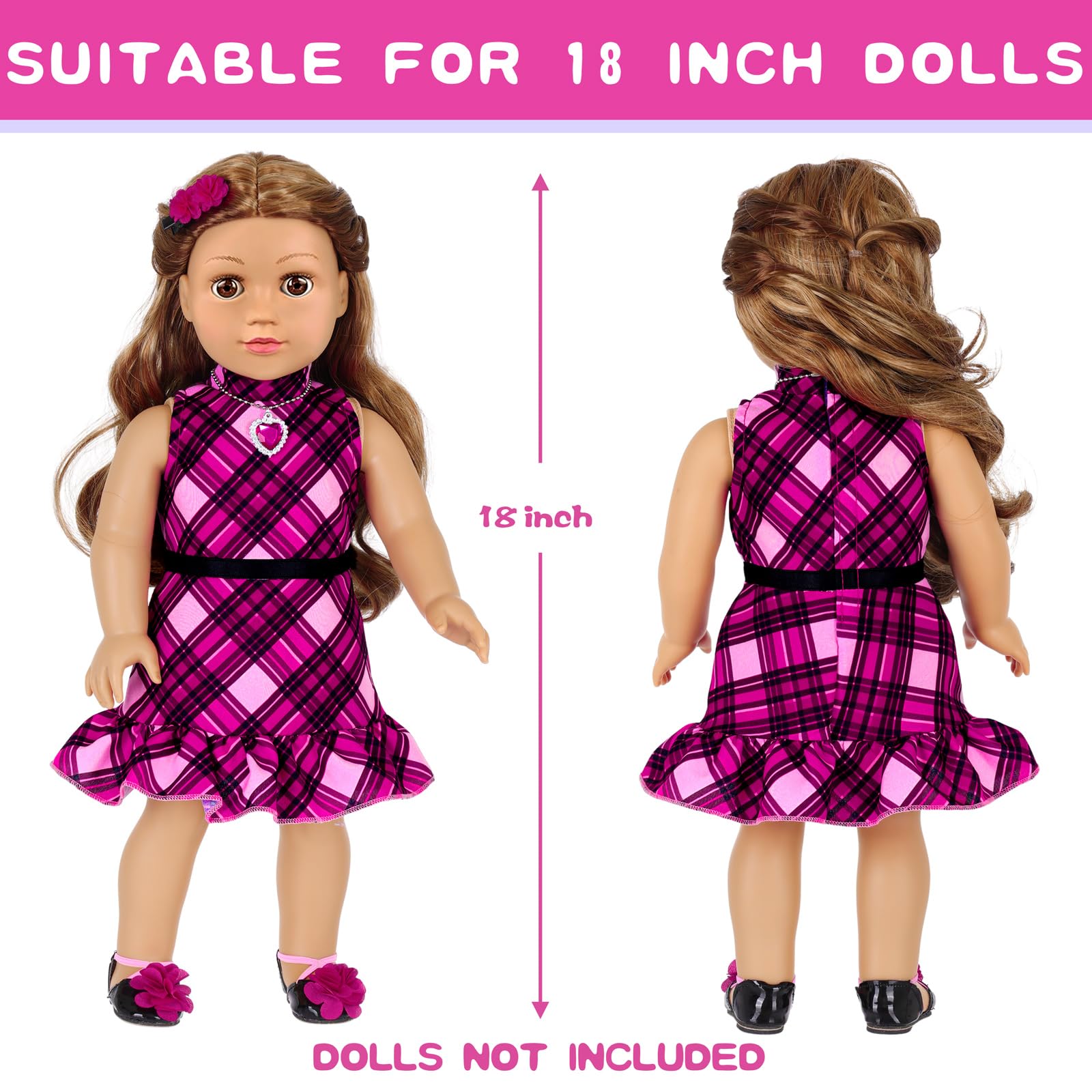 Muñecas americanas de 18 pulgadas, accesorios y ropa de maquillaje, bolsa de vestir de moda para muñecas de 18 pulgadas, incluye trajes, zapatos, juguetes cosméticos, regalo para bebé niña (sin muñeca 5