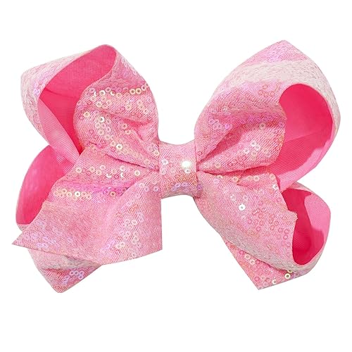 Miniatura 1 de 1 lazo grande de lentejuelas de 8 pulgadas para niñas, pinzas de cocodrilo, accesorios para el cabello con purpurina brillante para niñas y