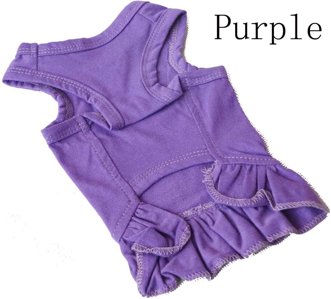 Pet Clothes Small Dog Clothing Blank Color Sport Dress T-Shirts Tee Dresses Tanks Top for Small Size Female Dogs Summer Spring Pet Costumes 100% Cotton (S, Purple)