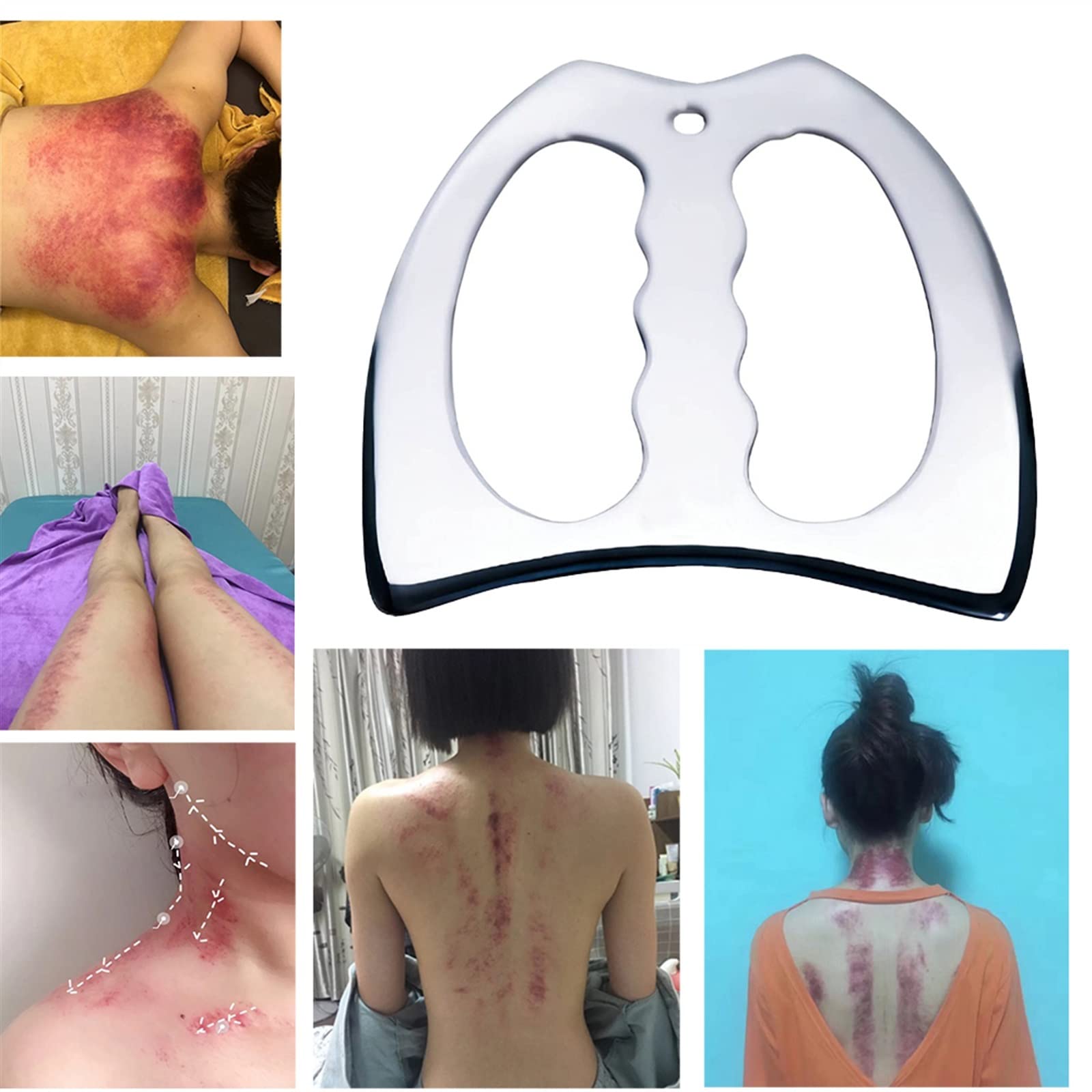 BAWHO Herramienta de Masaje Gua Sha Profesional, Herramientas de Masaje de raspado Gua Sha de Acero Inoxidable, Gran Herramienta de movilización de Tejido Suave, 1 Uds. (Color : Style 10)