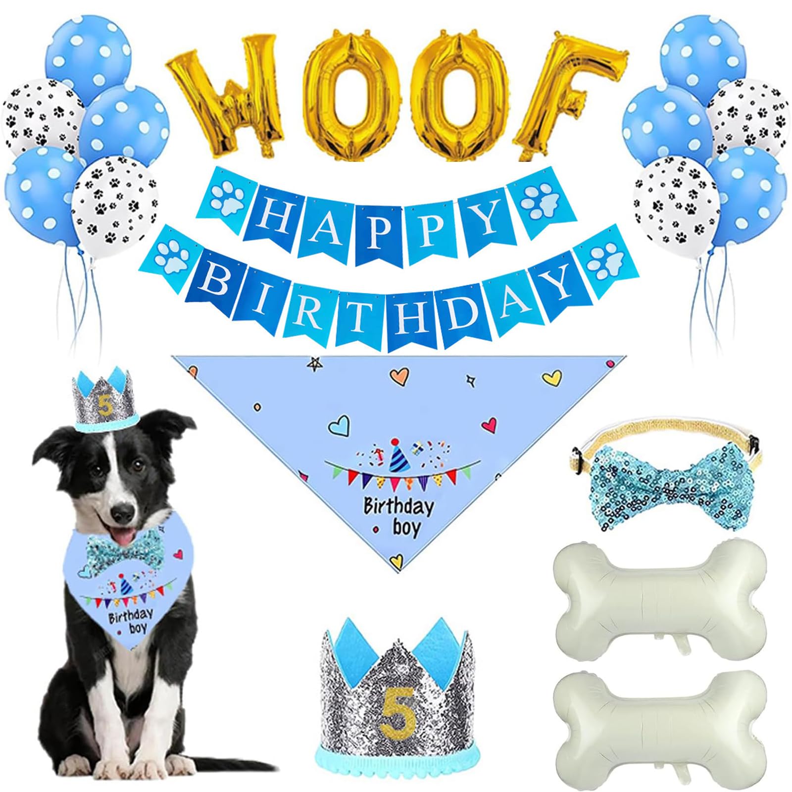 Cumpleaños para Perros, Bandana Cumpleaños Perro, Sombrero Pañuelo Banner de Cumpleaños, Decoracion Cumpleaños para Perros, Regalo de Perros