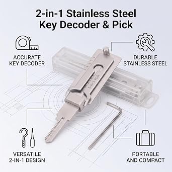 KW1 Key Decoder 2 in 1 Stainless Steel Key Tool