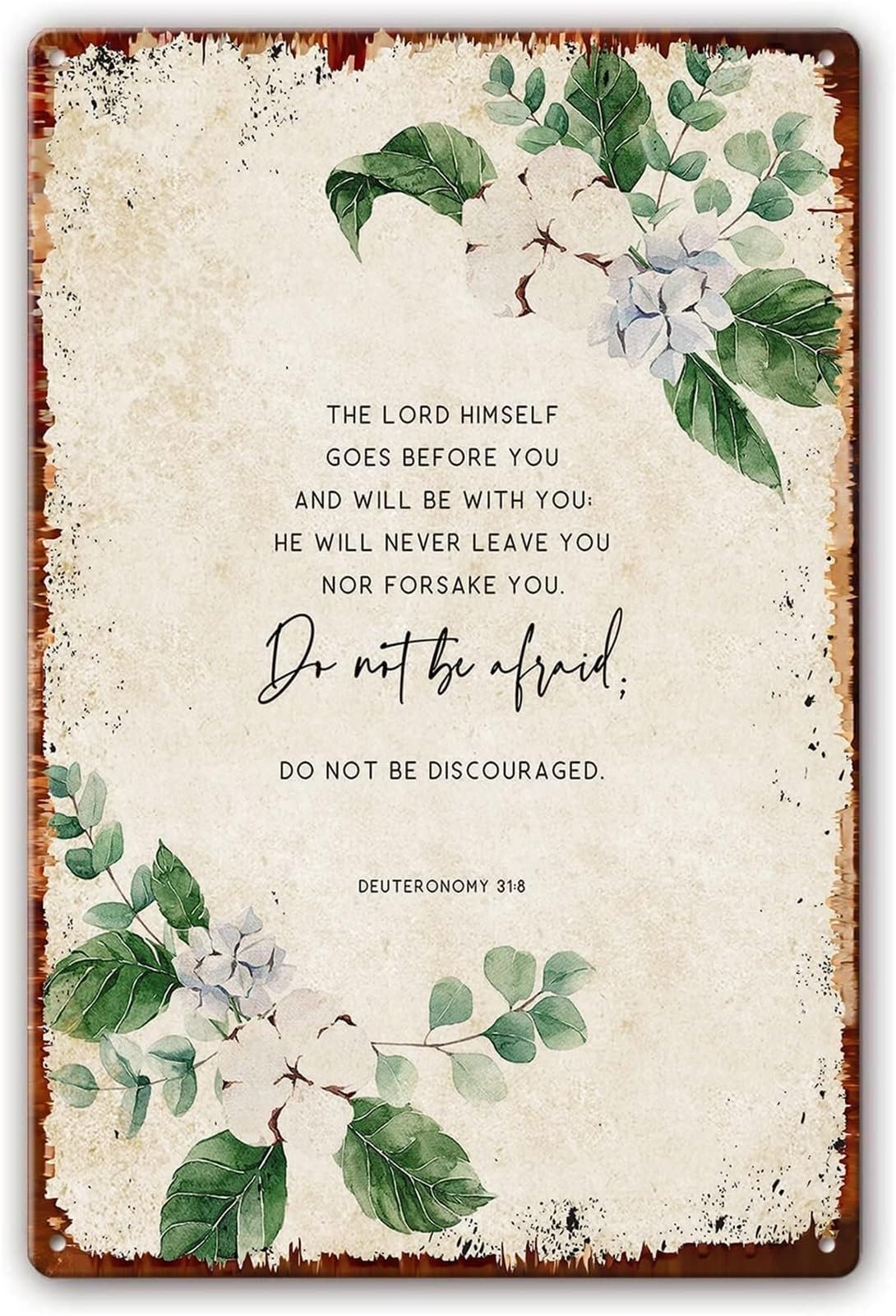 NWPNLXEA Retro Do Not Be Afraid Bible Verse Sign Aluminum Metal Tin Sign Christian Inspirational Wall Decor for Home or Office (8 X 12 in)