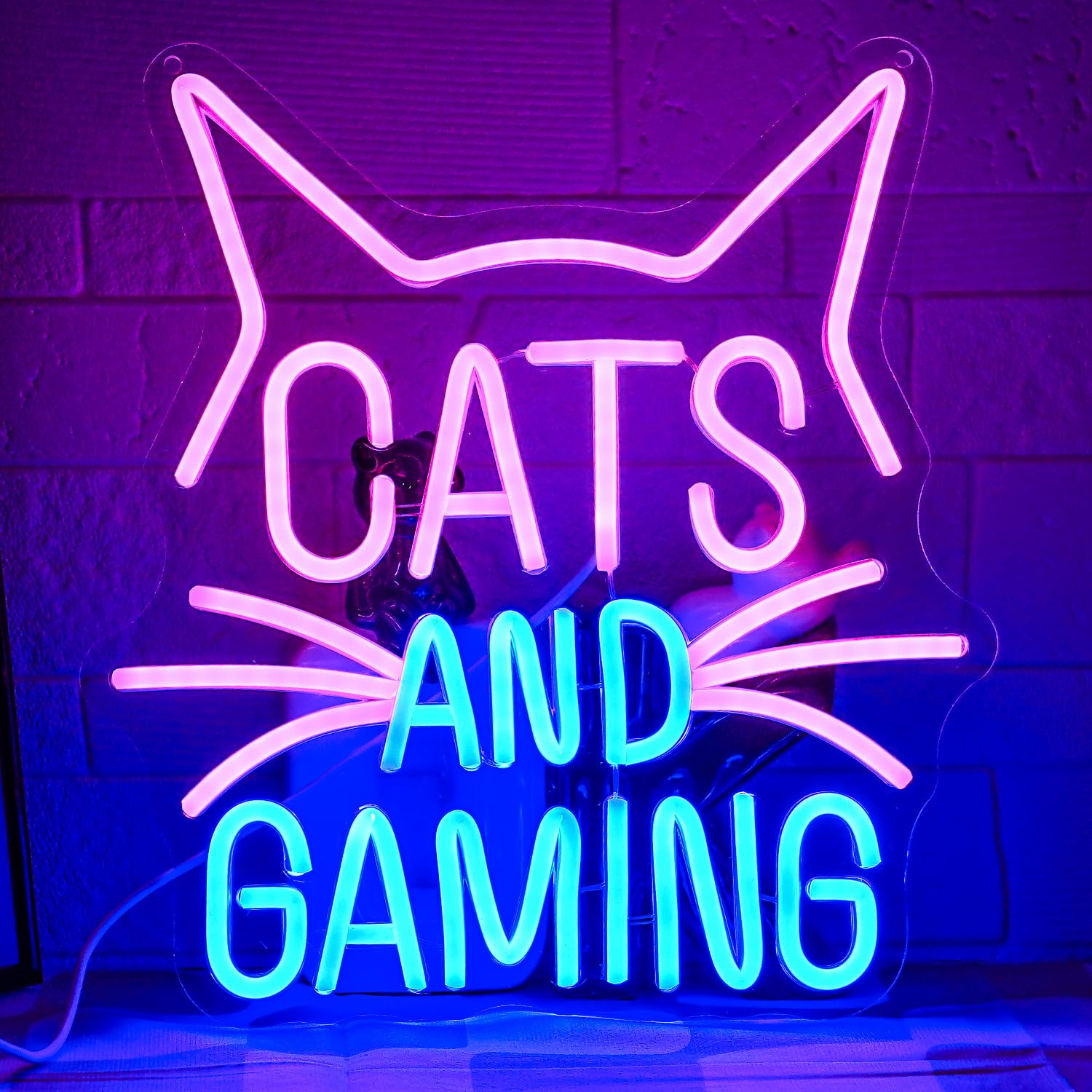 LMSIGNLY Cats Gaming Neon Sign Gamer Neon Light Sign Cat LED Light Sign for Gaming Video Room Gamer Bedroom Boys Bedroom Decor Gamer Teen Birthday USB Powerd โ image 1