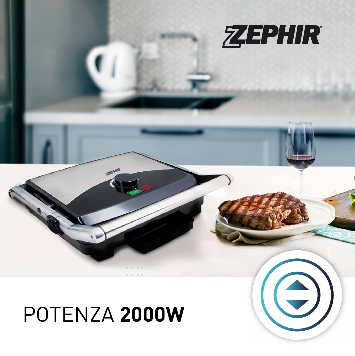 Zephir ZHC655 750W Bianco barbecue e bistecchiera