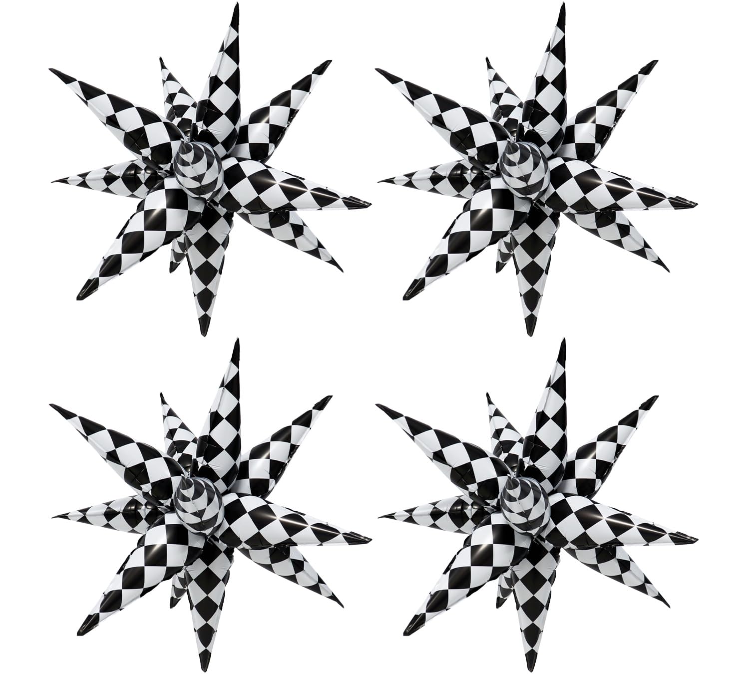 4pcs 26” Black and White Checked Balloons Racing Balloon Casino Party Alice Theme Party Decoration Circus Decoration Talladeg Night Party Decorations