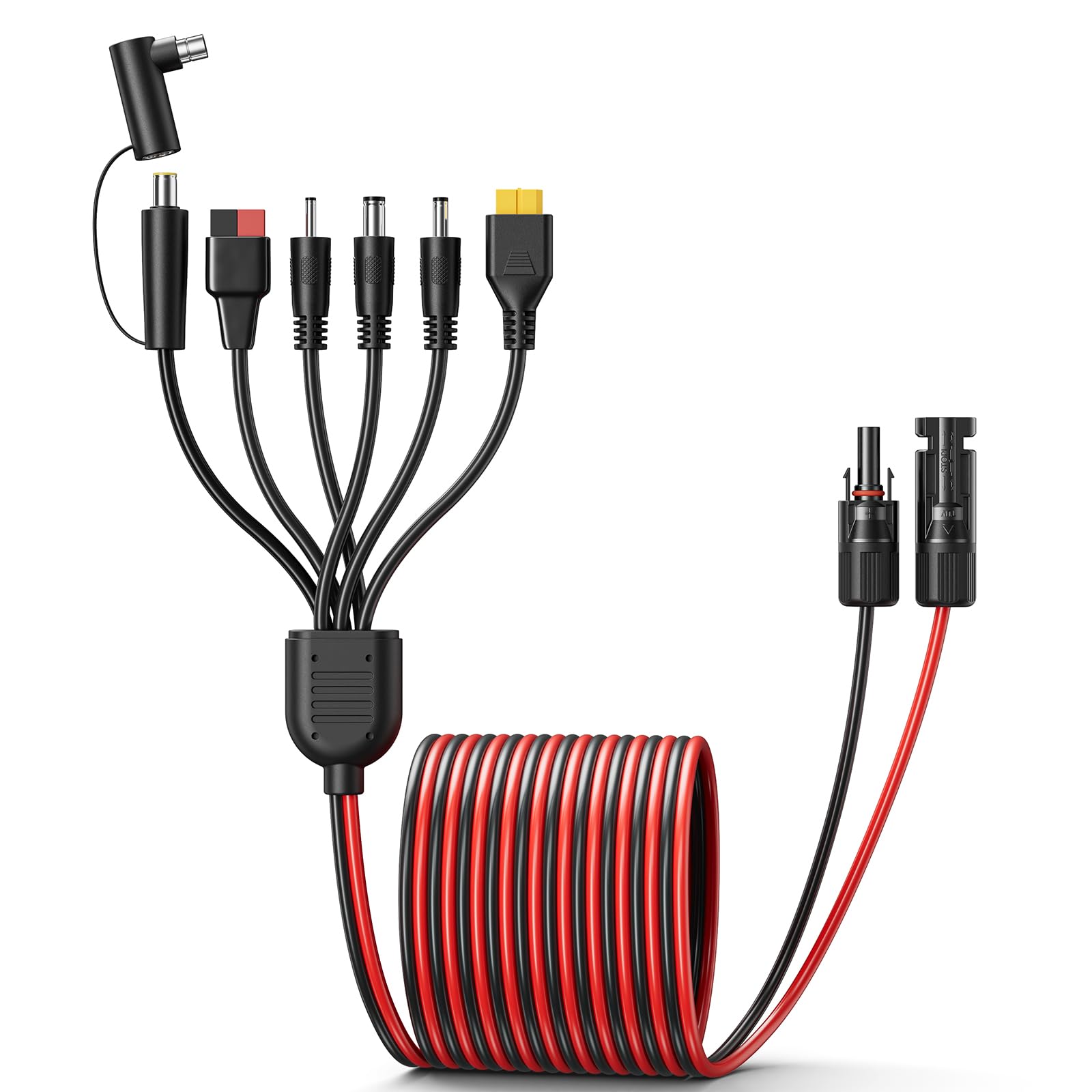 7-in-1 Solar Panel Adapter Connectors,3.6 Feet Universal 12AWG MC4 Cable to DC 8mm XT60 Anderson,Solar Charge Cable Kit Multiple DC Adapters for RC Battery Portable Power Stations, Solar Generators