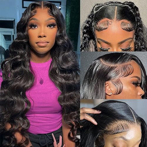 Miniatura 2 de Pelucas de cabello humano virgen brasileño ondulado de 26 pulgadas con encaje frontal de 13 x 6 pulgadas, prearrancadas con abuelitos, densidad 200,