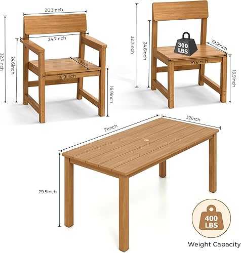 Miniatura 7 de HIPS - Juego de comedor de 9 piezas para exteriores, mesa y sillas para 8 muebles de patio para todo tipo de clima, con agujero para sombrilla para